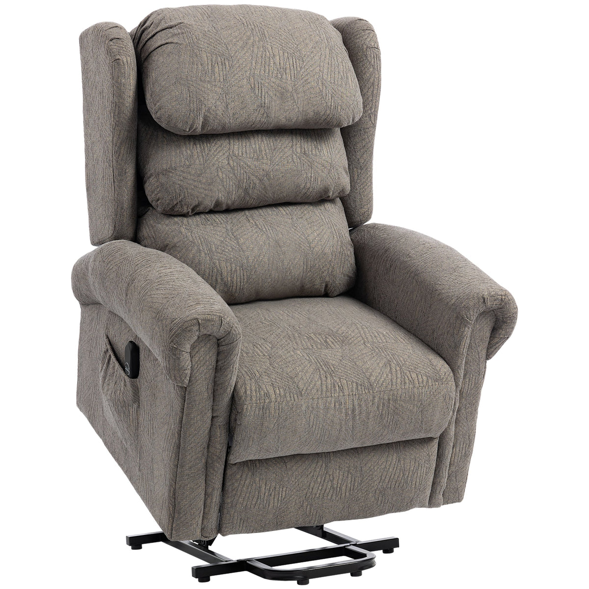 Power Lift Recliner Chair for Elderly, Velvet-Feel Electric Riser and Recliner Armchair for Living Room with USB Charging Port, Remote Control, 2 Side Pockets, Thick Padded Back, Dark Grey