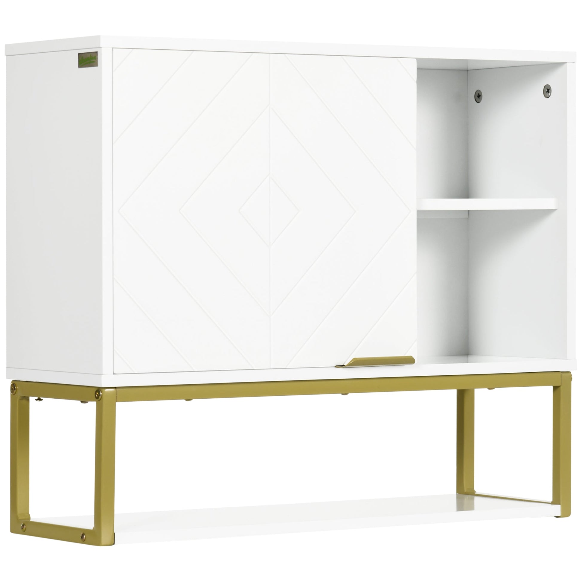 kleankin Bathroom Wall Cabinet, Over Toilet Storage Cabinet with Door and Storage Shelves for Hallway, Living Room, White