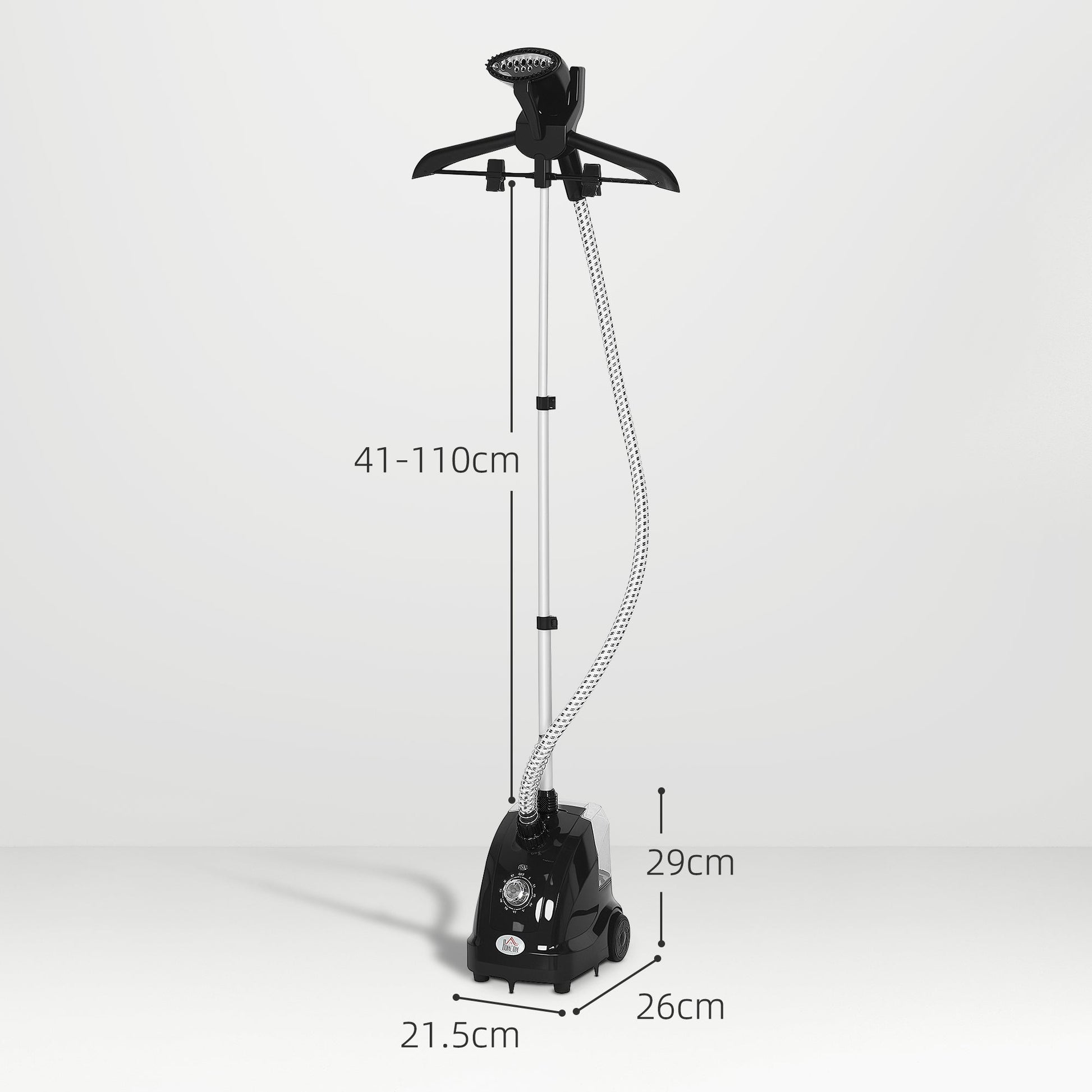 Clothes Steamer, Fabric Garment Steamer for Hanging, with Adjustable Telescopic Pole 41-110 cm, 1.4L, 1950W, 11 Level Steam Adjustment, Black