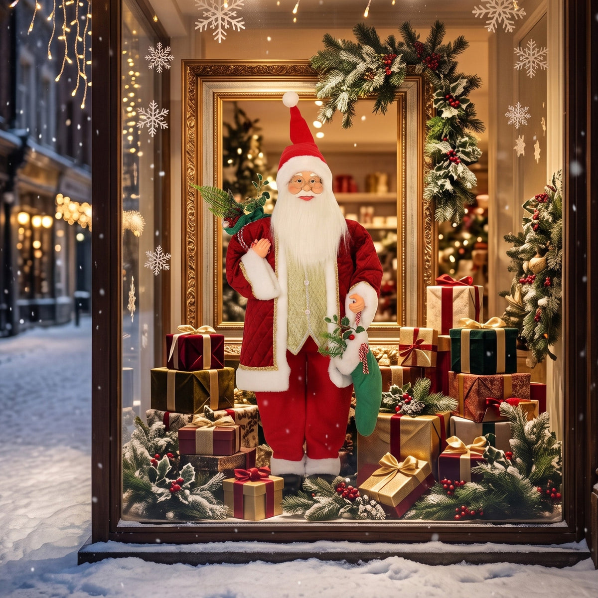 4ft Life Size Singing Dancing Santa Claus, 120 cm Standing Musical Animated Santa with Stocking, Sack, Posable Arms, Handcrafted, Sound Touch Activated, Moving Christmas Figure Decor