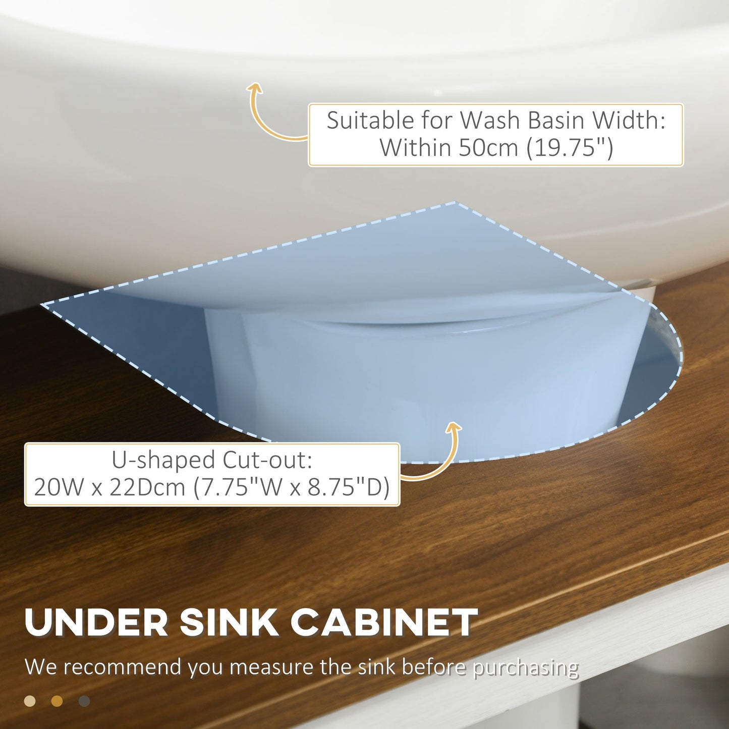 kleankin Bathroom Sink Cabinet, Under Sink Storage Cabinet with Double Doors and Shelves, White