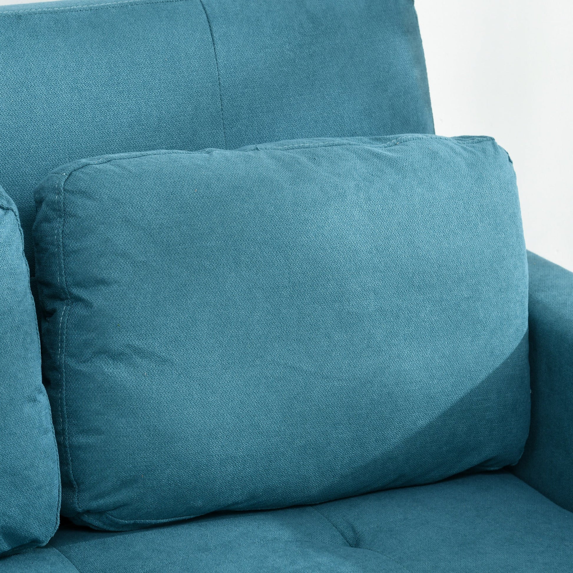 HOMCOM 2 Seater Sofa Bed, Convertible Bed Settee, Modern Fabric Loveseat Sofa Couch with 2 Cushions, Side Pockets for Living Room, Guest Room, Blue