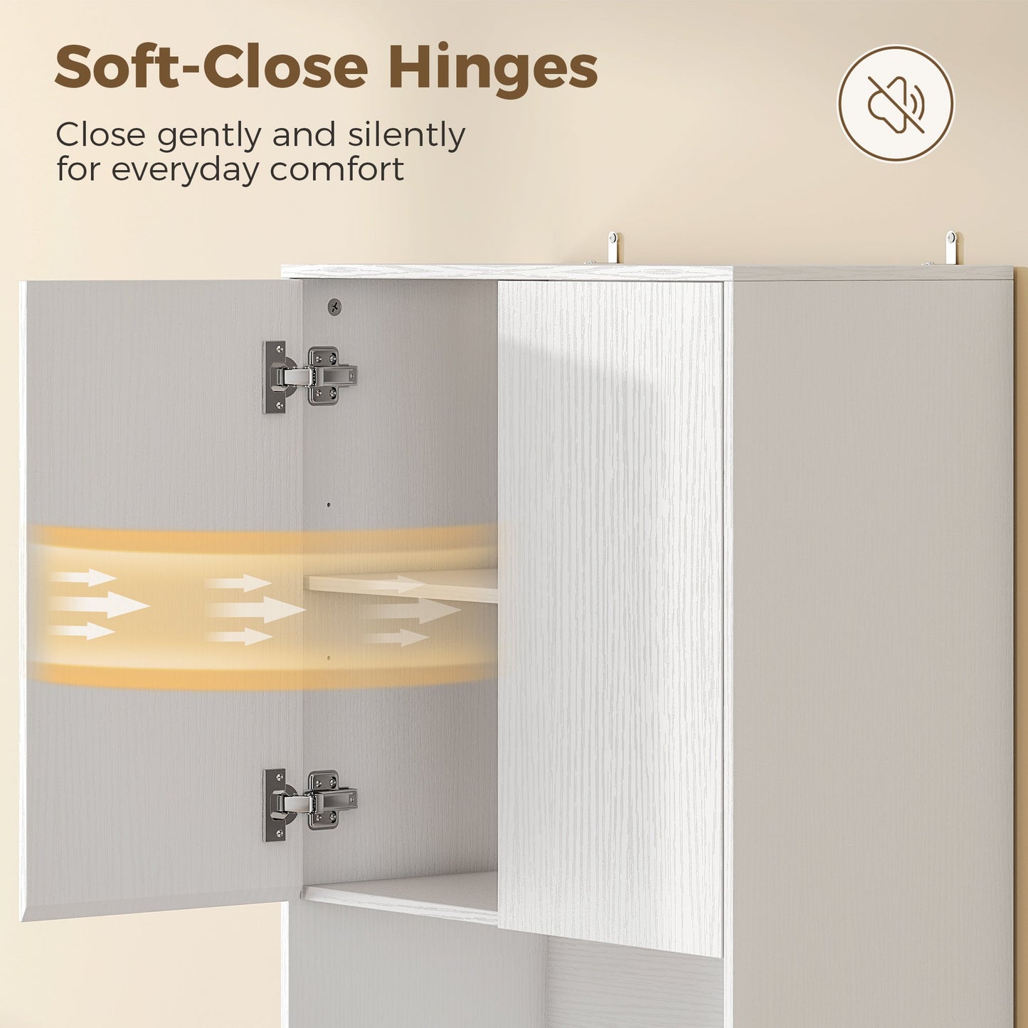 170 cm Tall Kitchen Cupboard, Pantry Storage Cabinet with Soft-Close Hinges, Freestanding Kitchen Cabinet with 2 Cupboards, 2 Open Shelves and Adjustable Shelves, White Wood Effect