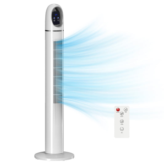 Tower Fan for Bedroom, Standing Floor Fan with 70° Oscillating, 3 Modes, 3 Speeds, 24 Hour Timer, LED Display and Remote Control, 44 inch, White