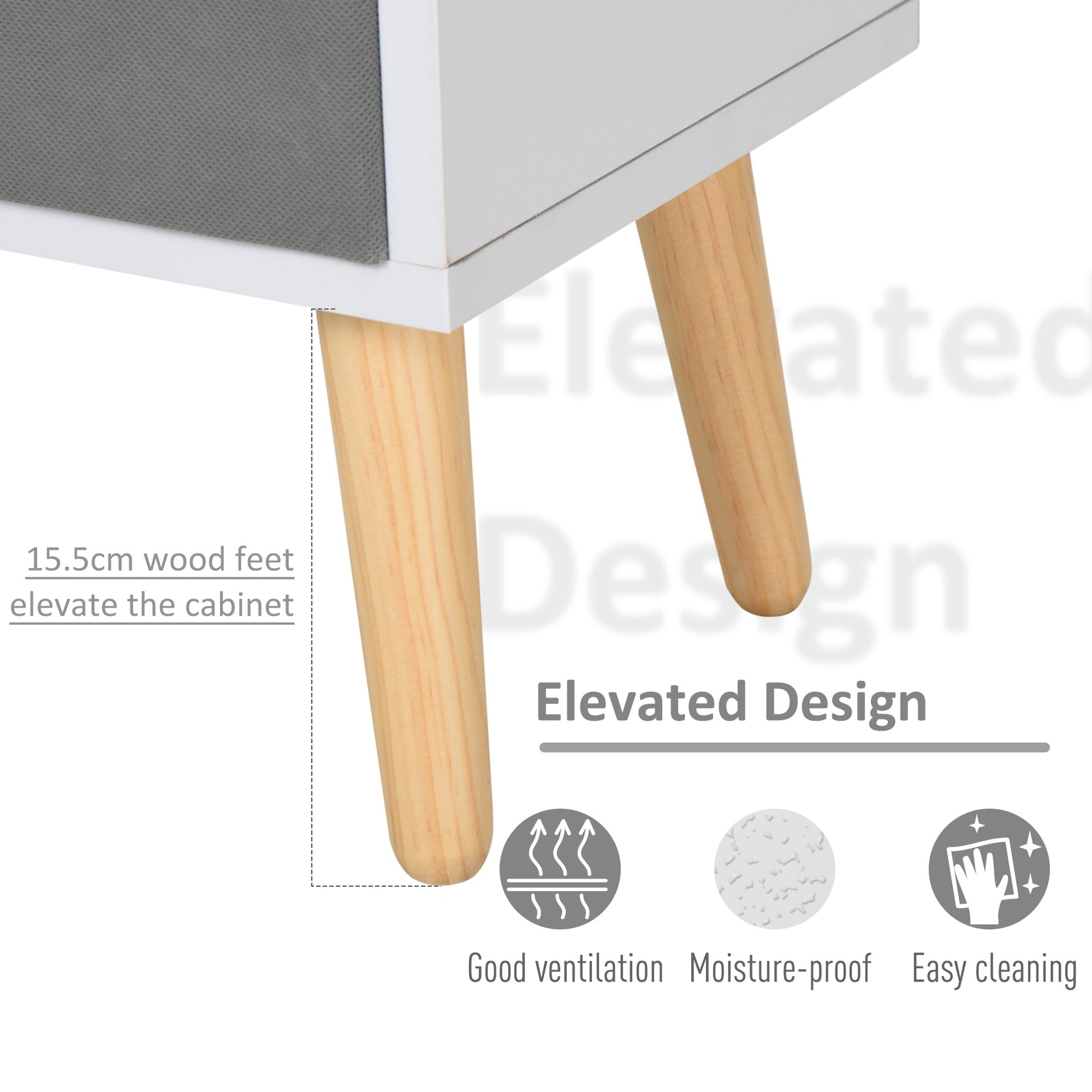 HOMCOM Freestanding 4 Cube Storage Cabinet Unit w/ 2 Fabric Drawers Handles Home Office Organisation Shelves Furniture