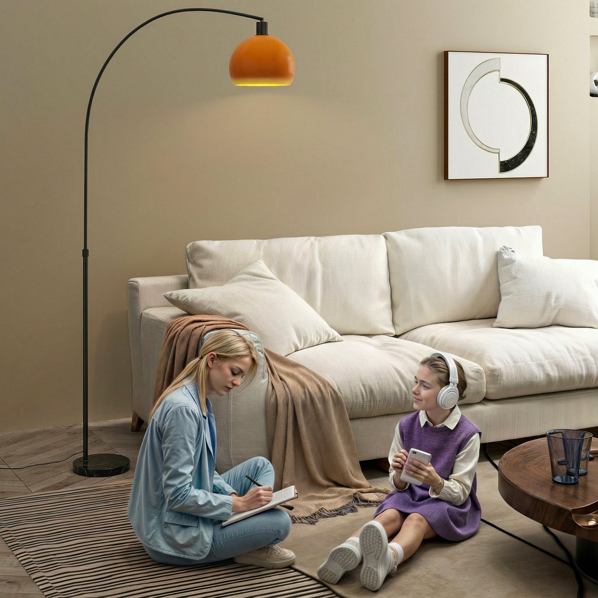 Floor Lamp for Living Room, Modern Standing Lamp with Shade & Foot Switch, Minimalist Tall Pole Lampshade for Bedroom, Office, Black