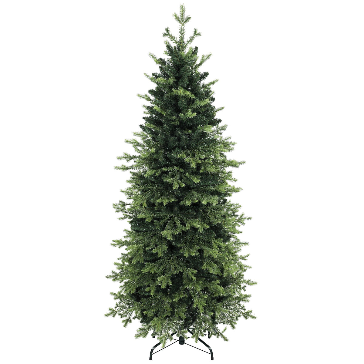 7ft/210cm Artificial Christmas Tree, Geneva Fir Hinged Xmas Tree with 2079 Branch Tips, Foldable Steel Stand, Easy Assembly for Home Office Holiday Decoration, Green