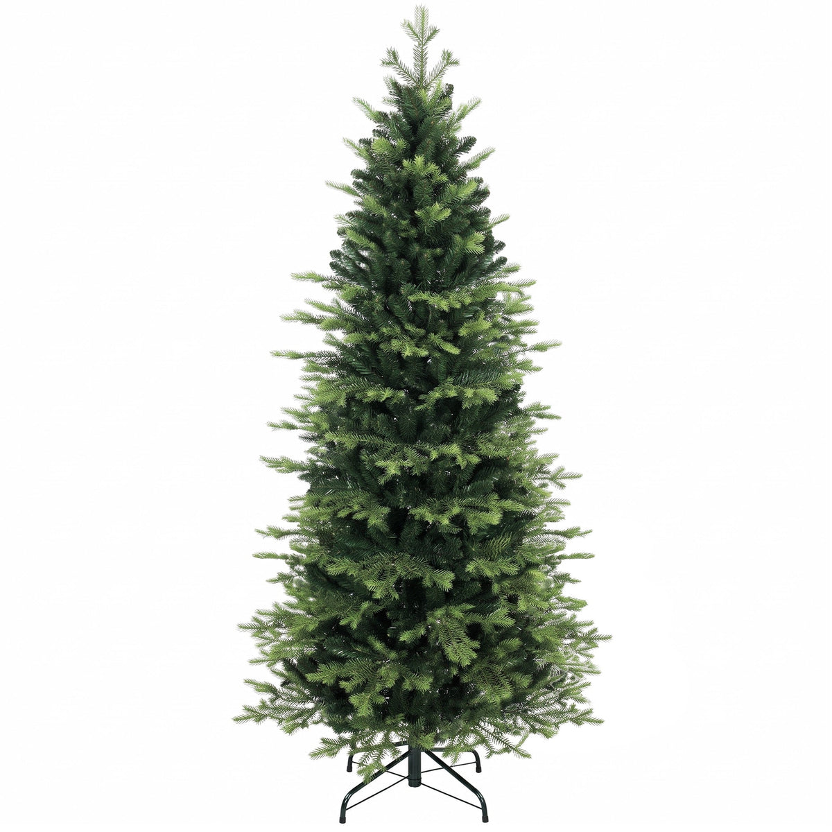 7ft/210cm Artificial Christmas Tree, Geneva Fir Hinged Xmas Tree with 2079 Branch Tips, Foldable Steel Stand, Easy Assembly for Home Office Holiday Decoration, Green
