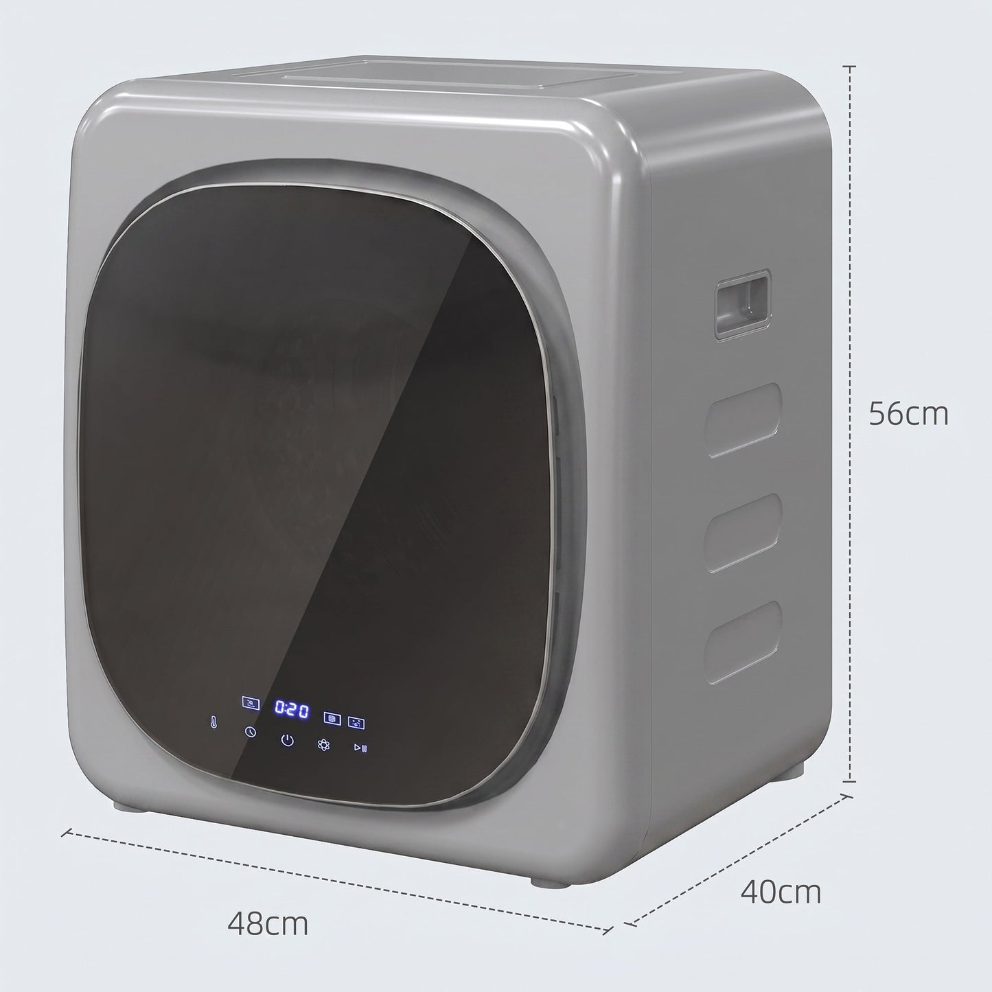 Vented Tumble Dryer, 4kg Wet Laundry/2.5kg Dry Capacity, 800W Compact Tumble Dryer with Smart Mode, Stainless Steel Drum, Freestanding Stackable Clothes Drying Machine, Silver Tone