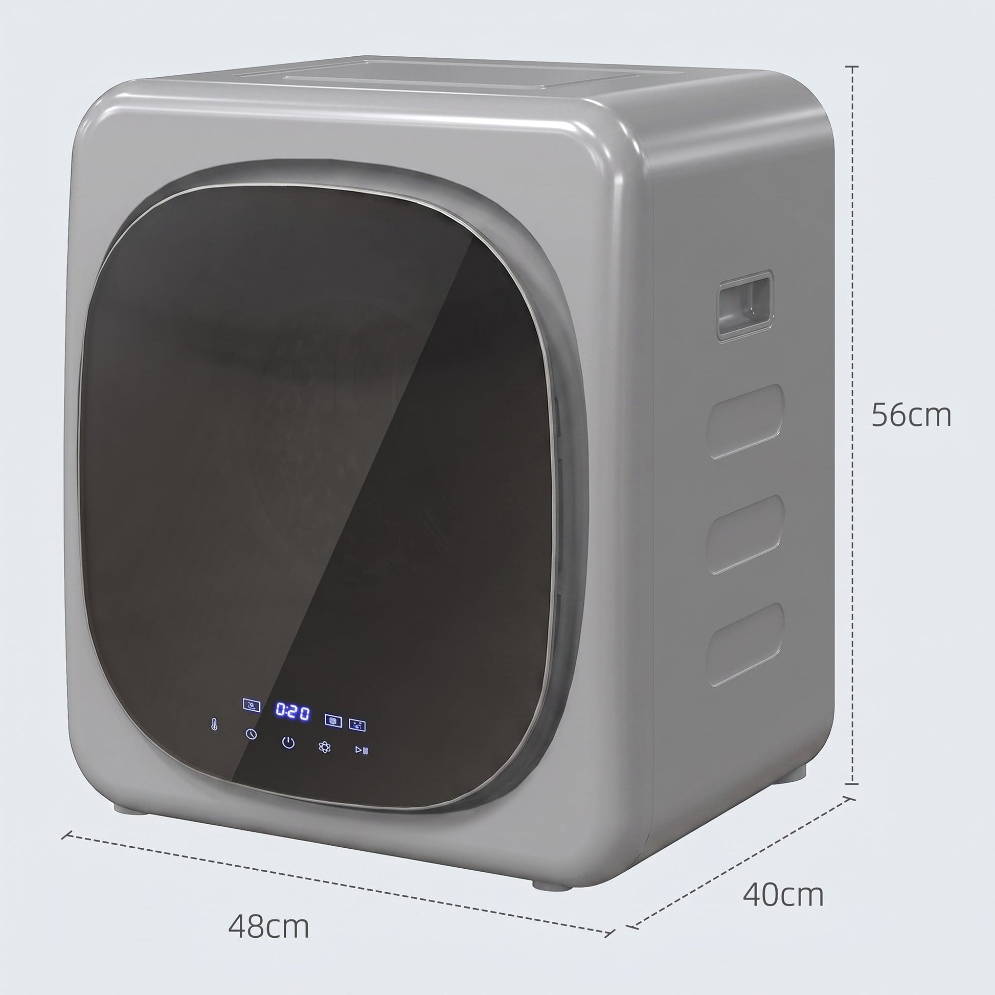 Vented Tumble Dryer, 4kg Wet Laundry/2.5kg Dry Capacity, 800W Compact Tumble Dryer with Smart Mode, Stainless Steel Drum, Freestanding Stackable Clothes Drying Machine, Silver Tone