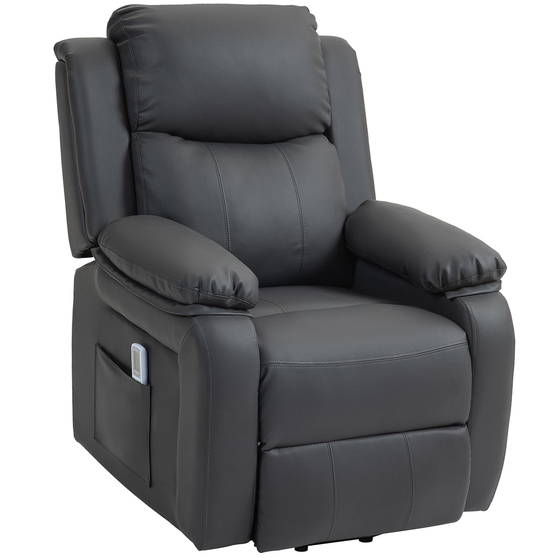 HOMCOM Electric Power Lift Recliner Chair Vibration Massage Reclining Chair with Remote Control and Side Pocket, Dark Grey