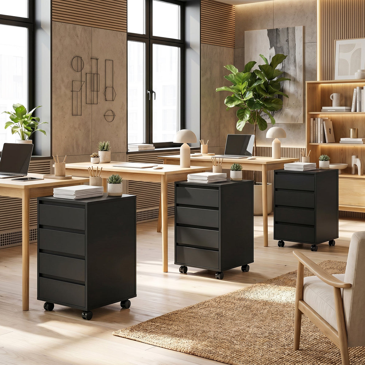 Mobile Filing Cabinet with 4 Drawers, Under Desk Storage Cabinet for Home Office, Black