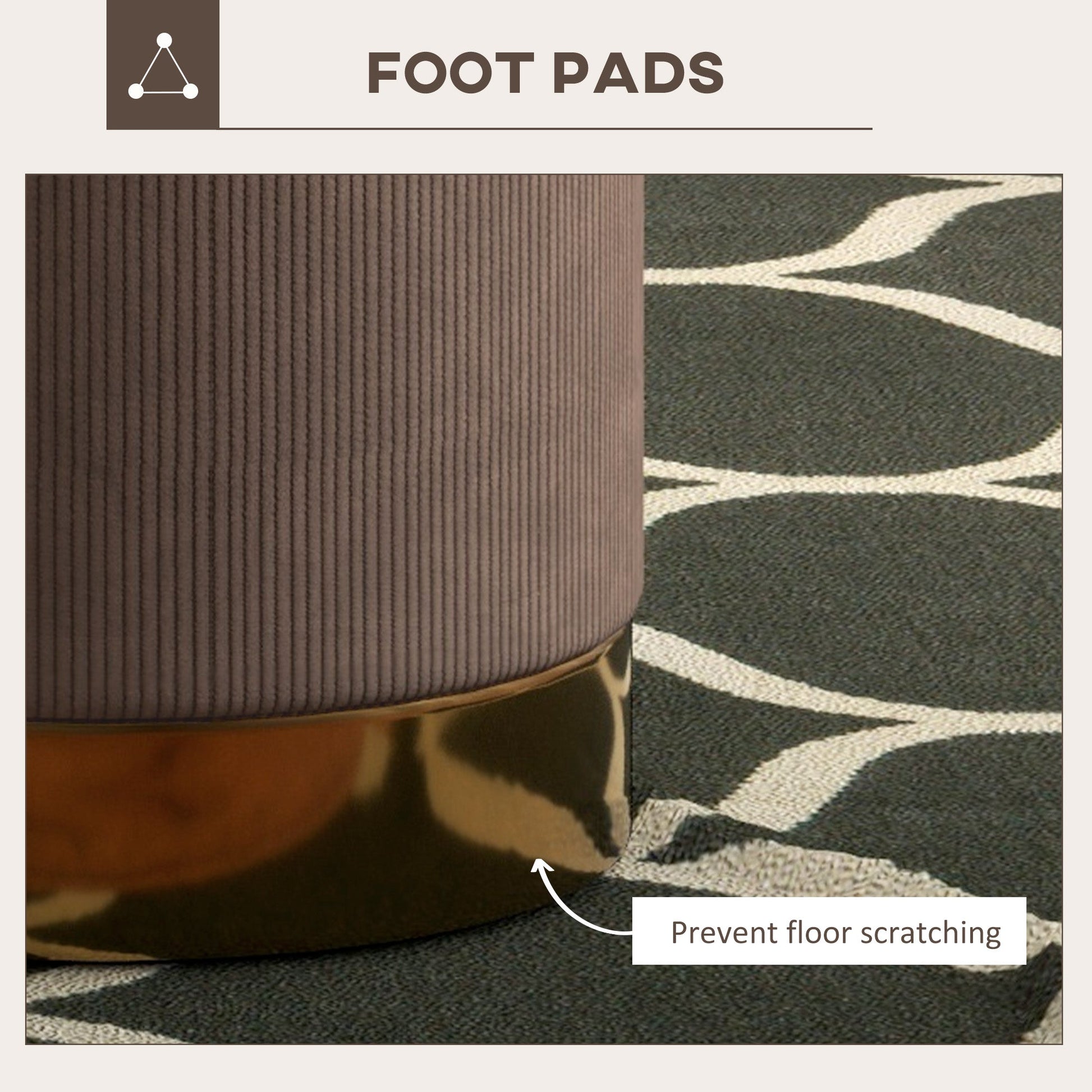 HOMCOM Modern Round Footstool, Corduroy Fabric Upholstered Foot Stool with Padded Seat for Living Room, Entryway, Light Brown