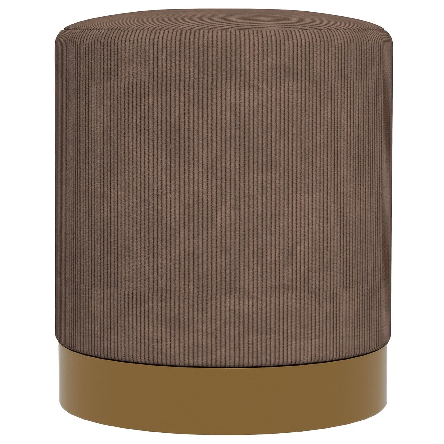 HOMCOM Modern Round Footstool, Corduroy Fabric Upholstered Foot Stool with Padded Seat for Living Room, Entryway, Light Brown