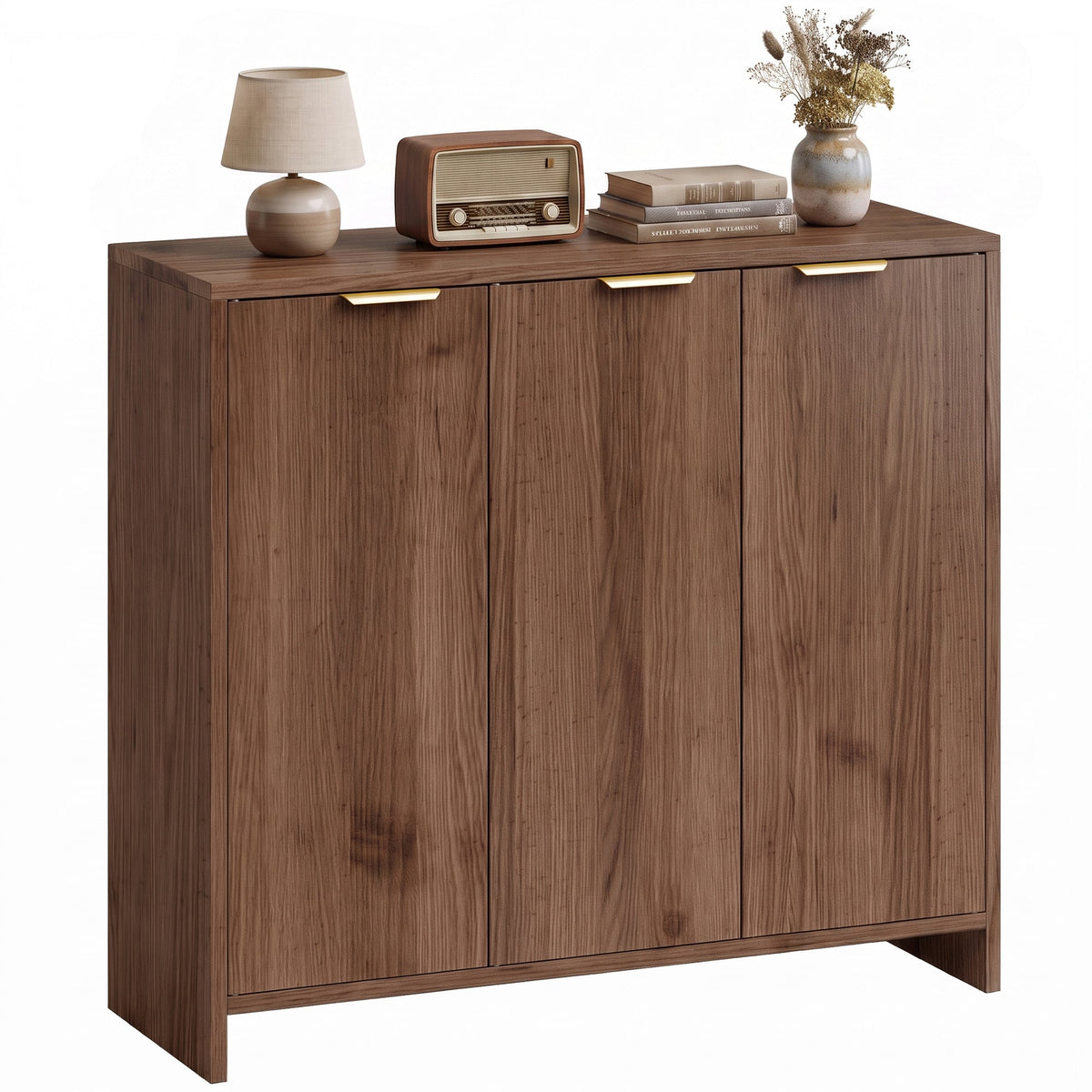 Sideboard Cabinet, Modern Storage Cabinet with 3 Doors and Adjustable Shelves, Freestanding Kitchen Cupboard for Living Room, Dining Room, 100 x 35 x 90 cm, Brown