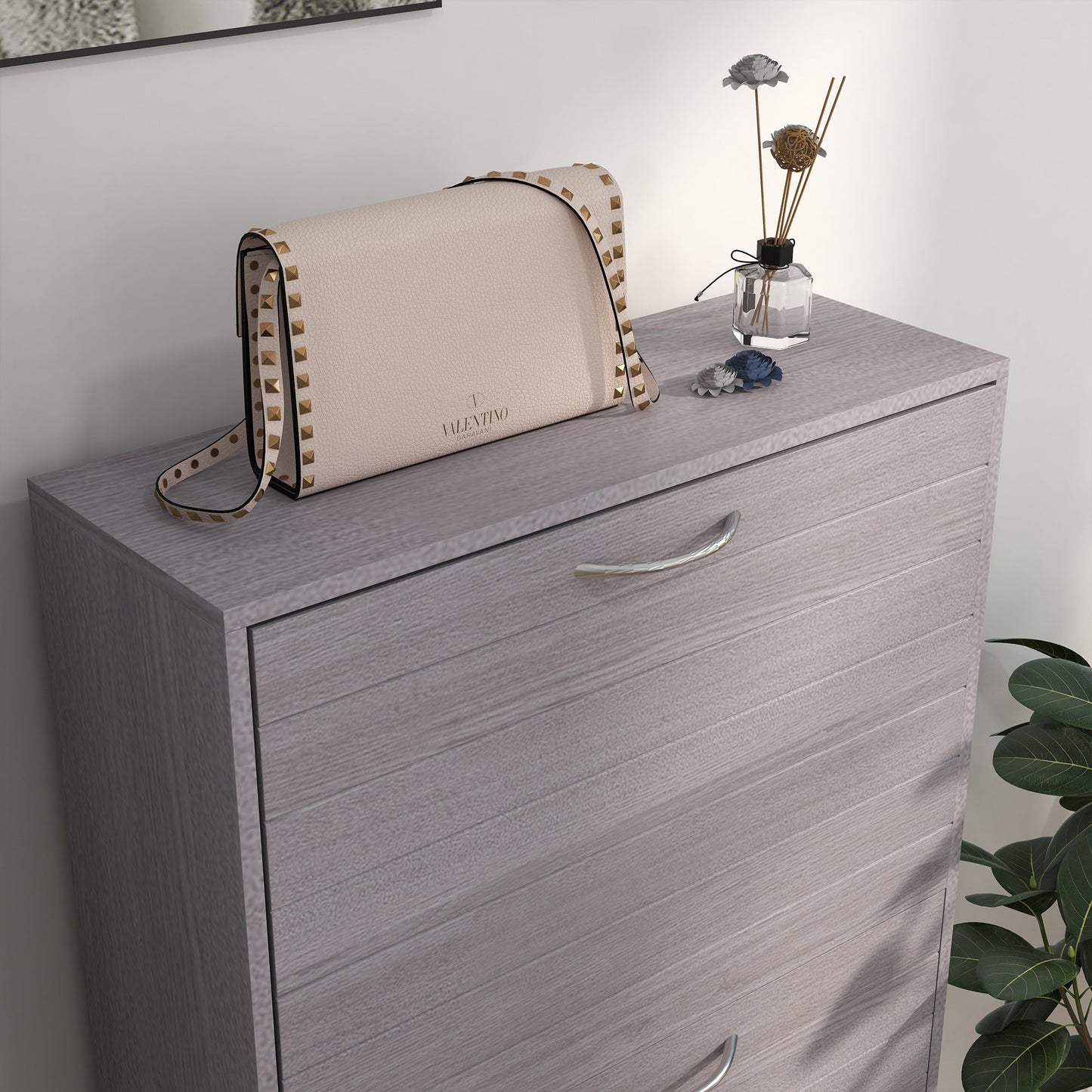 HOMCOM Narrow Shoe Cabinet, Slim Shoe Storage Cabinet with 3 Flip Drawers, 12 Pair of Shoes Organizer Hallway Entryway, Grey