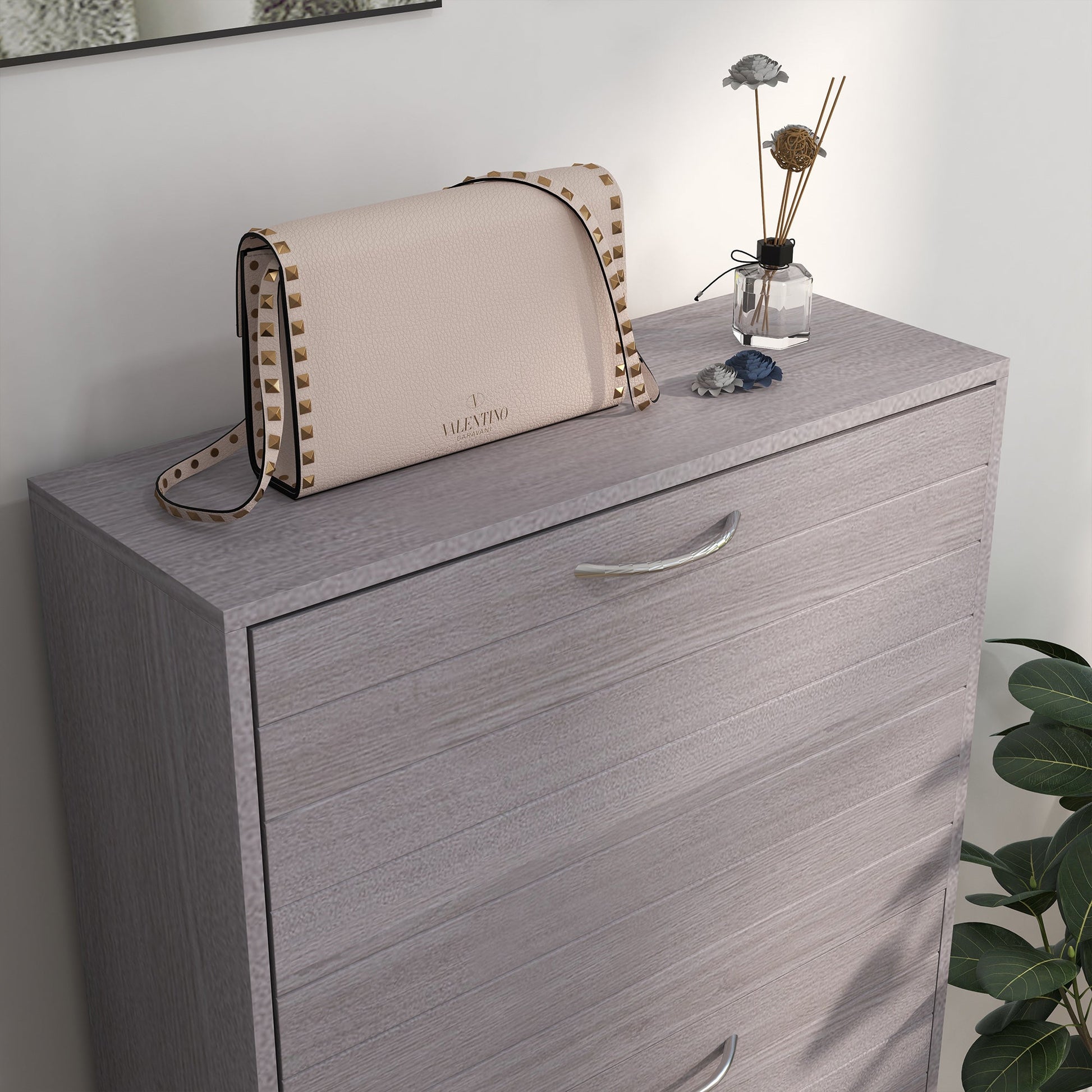 HOMCOM Narrow Shoe Cabinet, Slim Shoe Storage Cabinet with 3 Flip Drawers, 12 Pair of Shoes Organizer Hallway Entryway, Grey