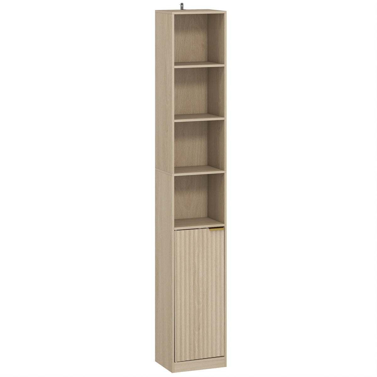 Bookcase, 6-Tier Tall Bookshelf, Open Book Shelf with Storage Cabinet and Adjustable Shelf, Anti-Tip Hardware for Living Room, Bedroom, Home Office, Oak Wood Effect