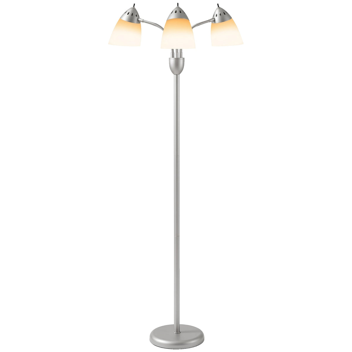 Arc Tree Floor Lamp with 3 Adjustable Rotating Lights and 3000K/4500K/6500K Colour Temperatures, Industrial Standing Lamp with Steel Frame for Bedroom Living Room, 155cm, Silver Tone