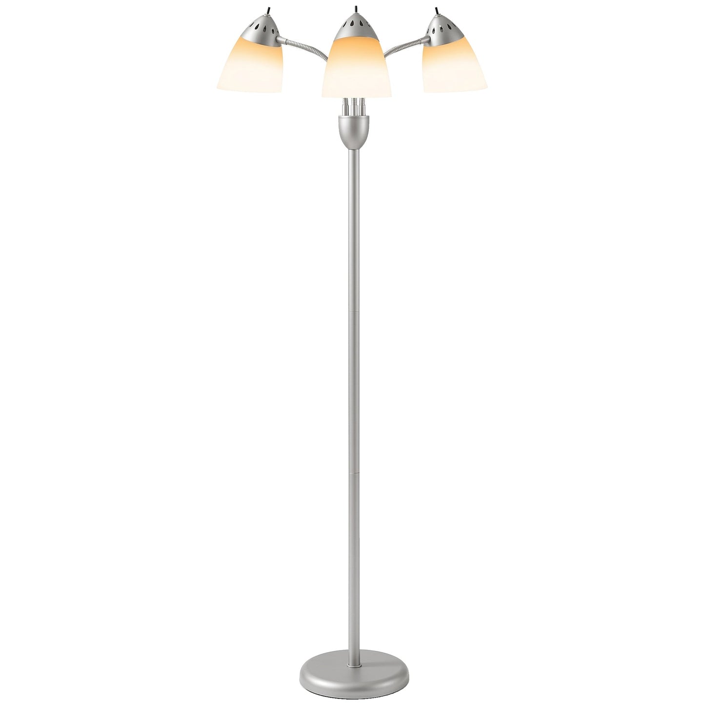 Arc Tree Floor Lamp with 3 Adjustable Rotating Lights and 3000K/4500K/6500K Colour Temperatures, Industrial Standing Lamp with Steel Frame for Bedroom Living Room, 155cm, Silver Tone