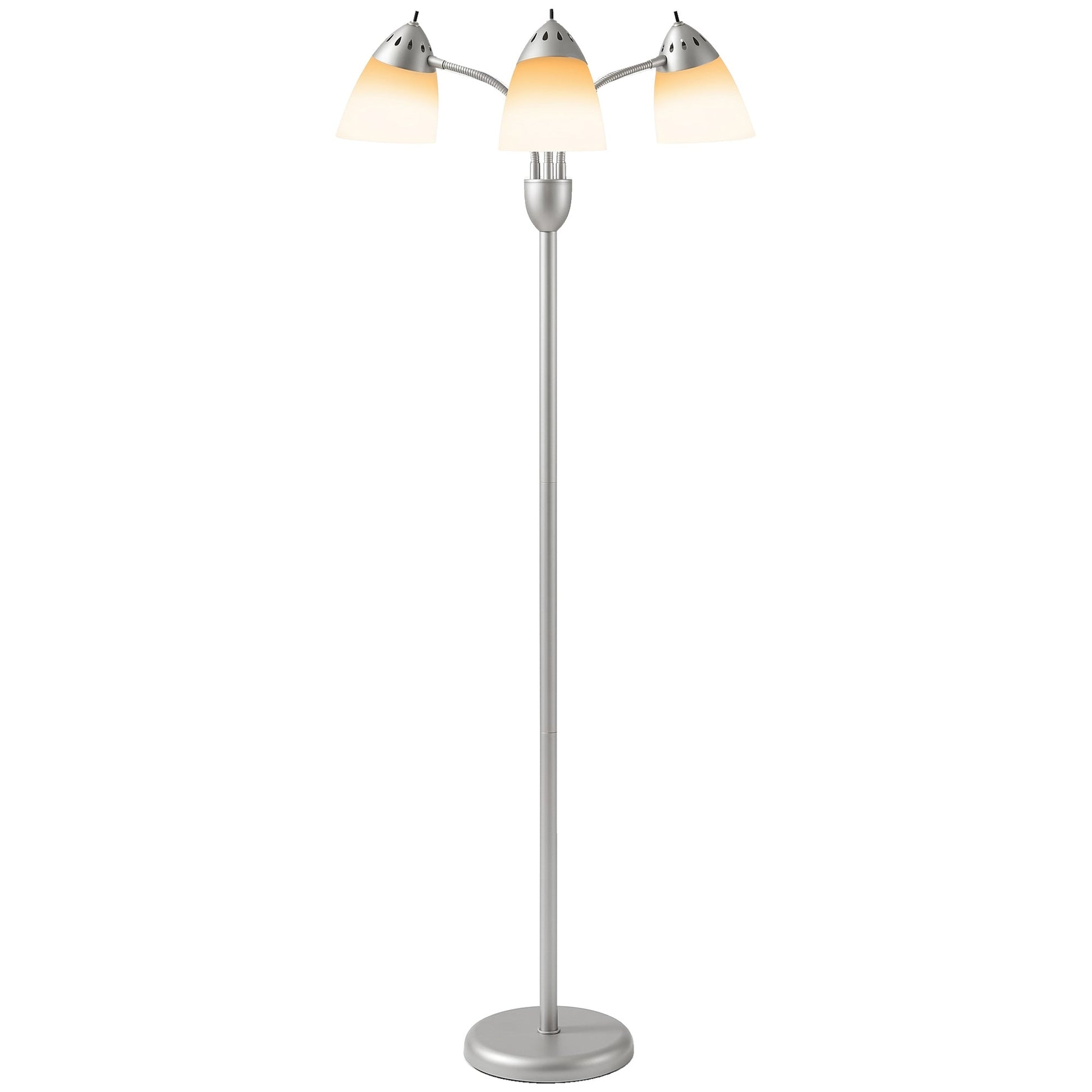 Arc Tree Floor Lamp with 3 Adjustable Rotating Lights and 3000K/4500K/6500K Colour Temperatures, Industrial Standing Lamp with Steel Frame for Bedroom Living Room, 155cm, Silver Tone
