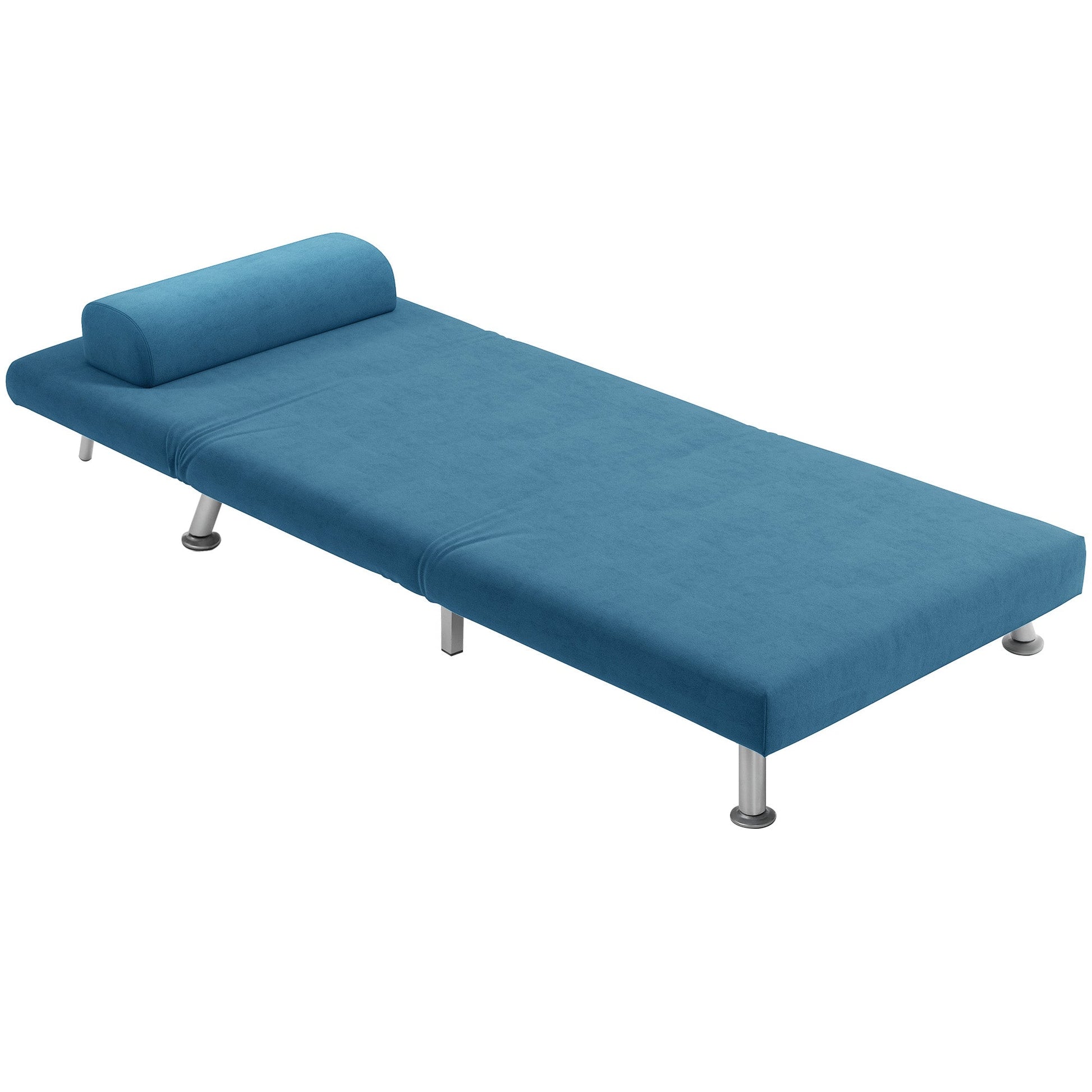 HOMCOM Velvet Single Chair Bed, 3-in-1 Convertible Sleeper Chair with Adjustable Backrest, Pillow, for Living Room, Bedroom, Blue
