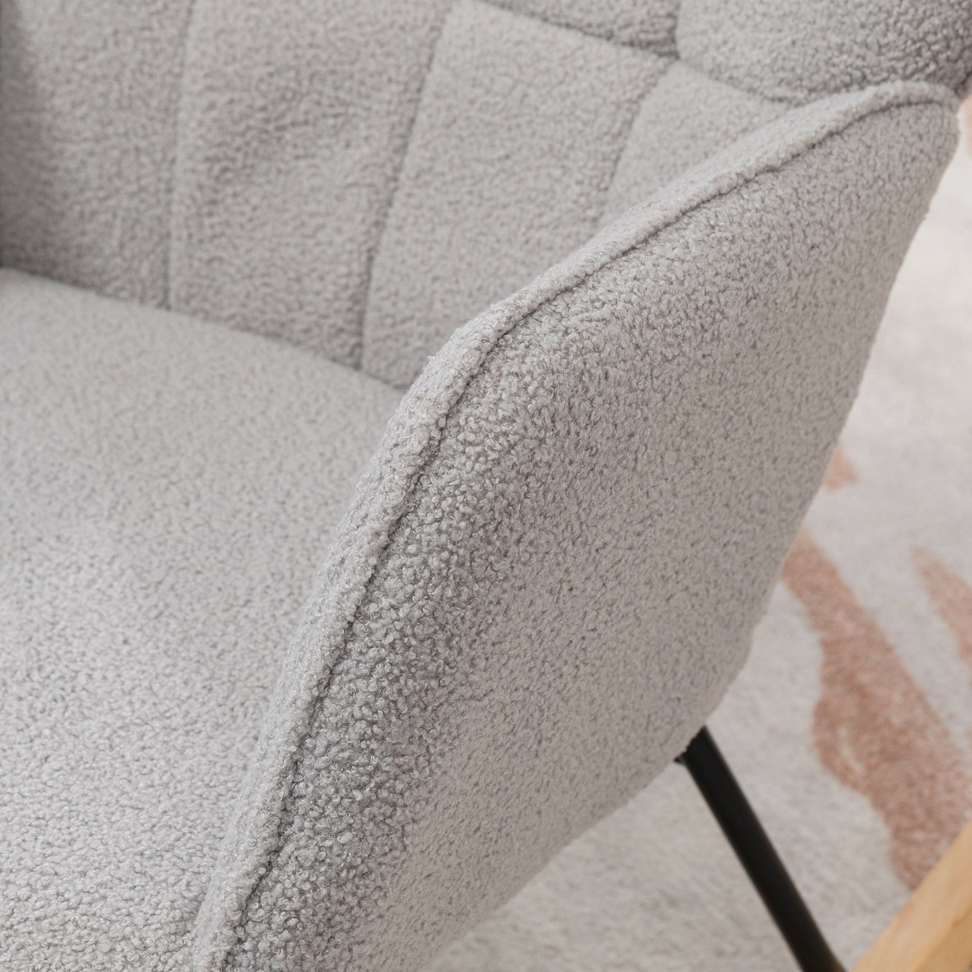 HOMCOM Wingback Rocking Chair for Nursing, Berber Fleece Nursery Glider Rocker, Modern Armchair for Living Room, Light Grey
