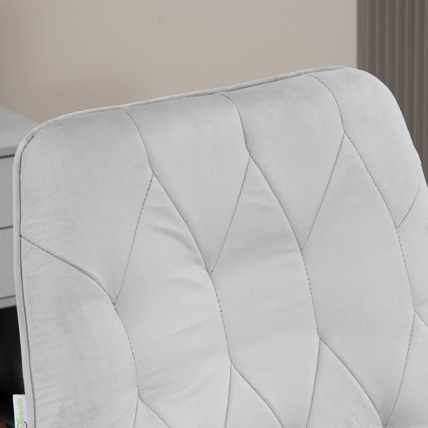Vinsetto Office Desk Chair, Velvet-Feel Fabric Vanity Chair with Height Adjustable, Armrest, Swivel Chair for Home, Light Grey