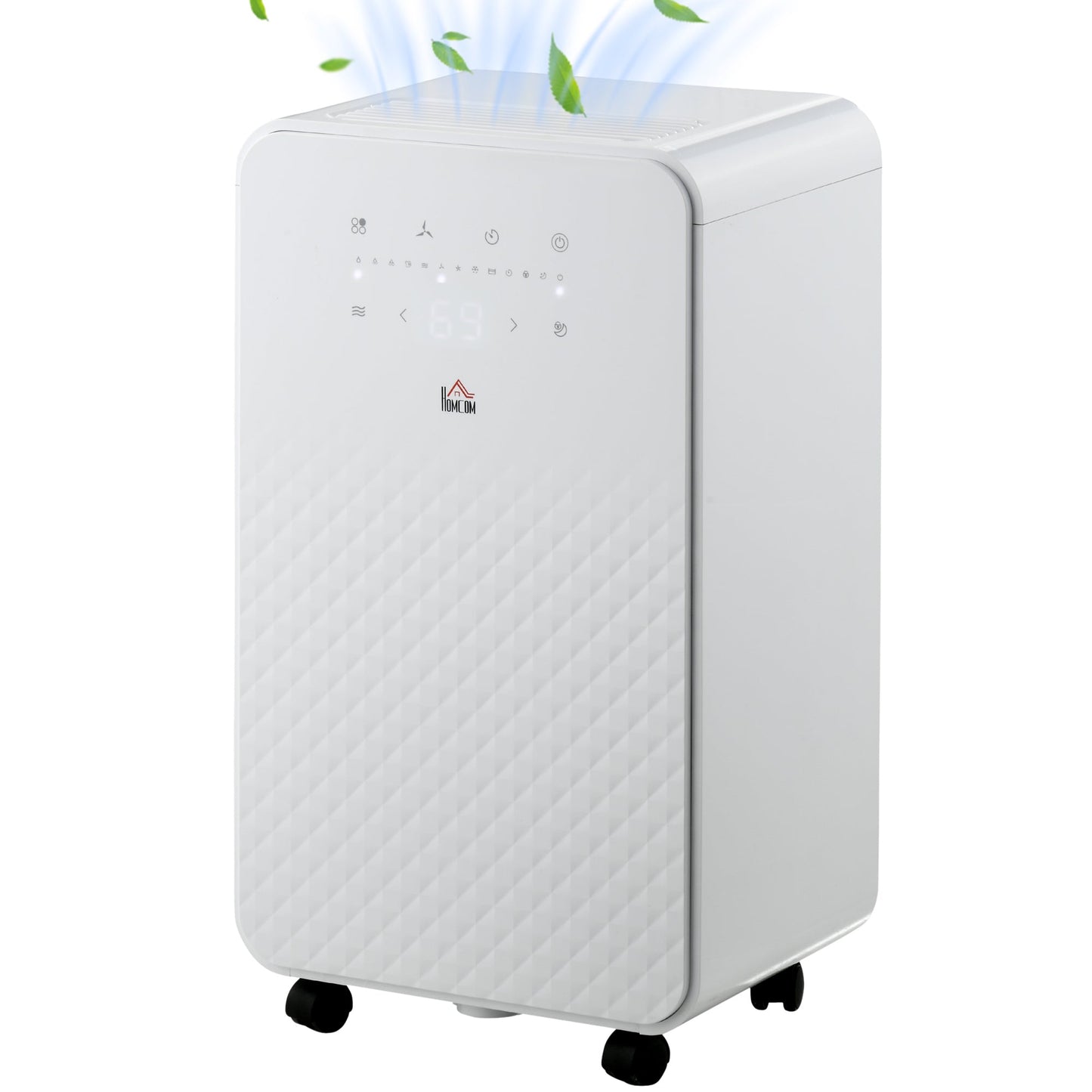 HOMCOM 12L/Day 2000mL Portable Quiet Dehumidifier with Air Purifier Filter, 24H Timer, 5 Modes, Electric Moisture Air Dehumidifier for Home Laundry Basement, White