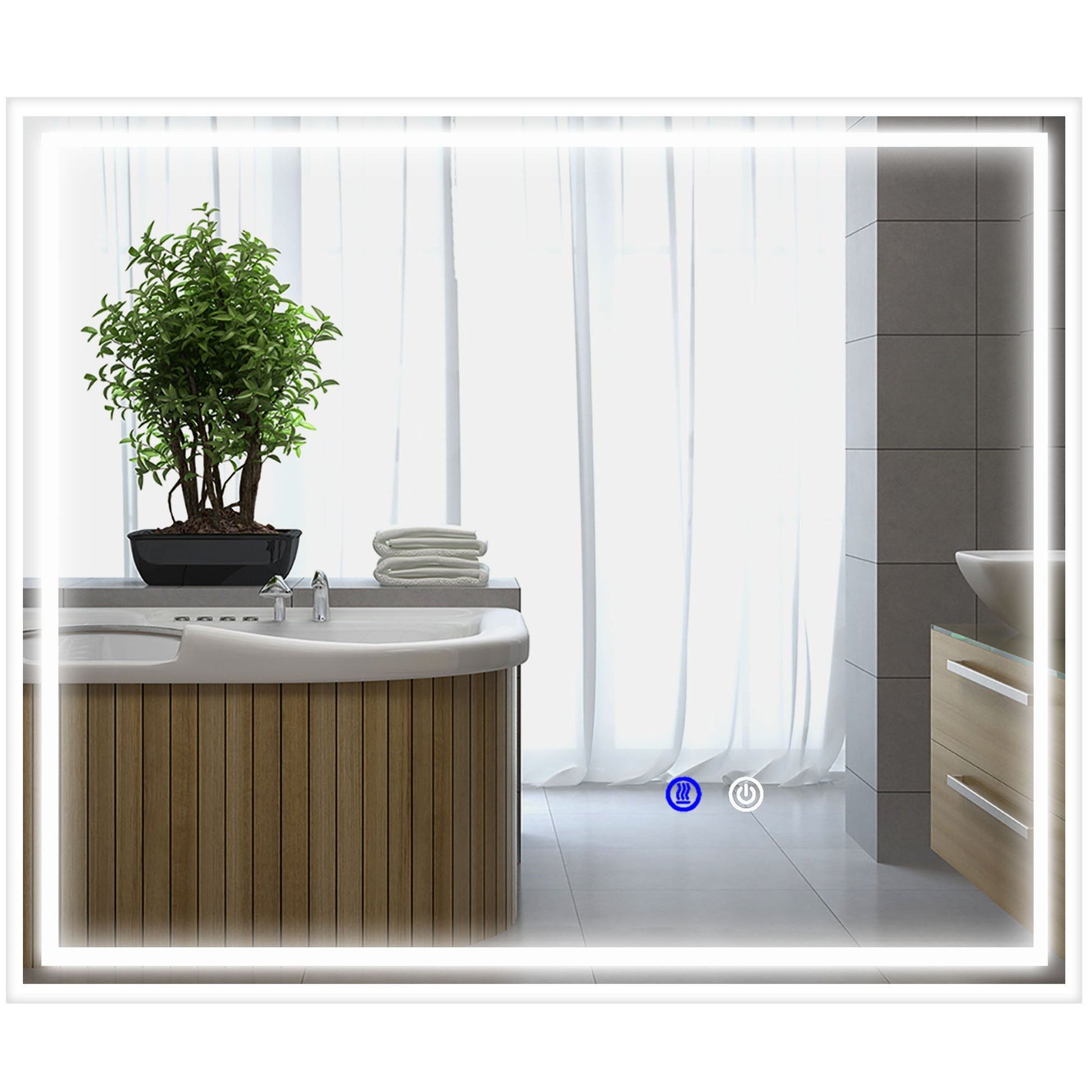 kleankin Bathroom Mirror with LED Lights, Dimmable Makeup Mirror with 3 Temperature Colours, Defogging Film, Memory Function and Aluminium Frame, Hardwired, Horizontal and Vertical, 60 x 50 cm