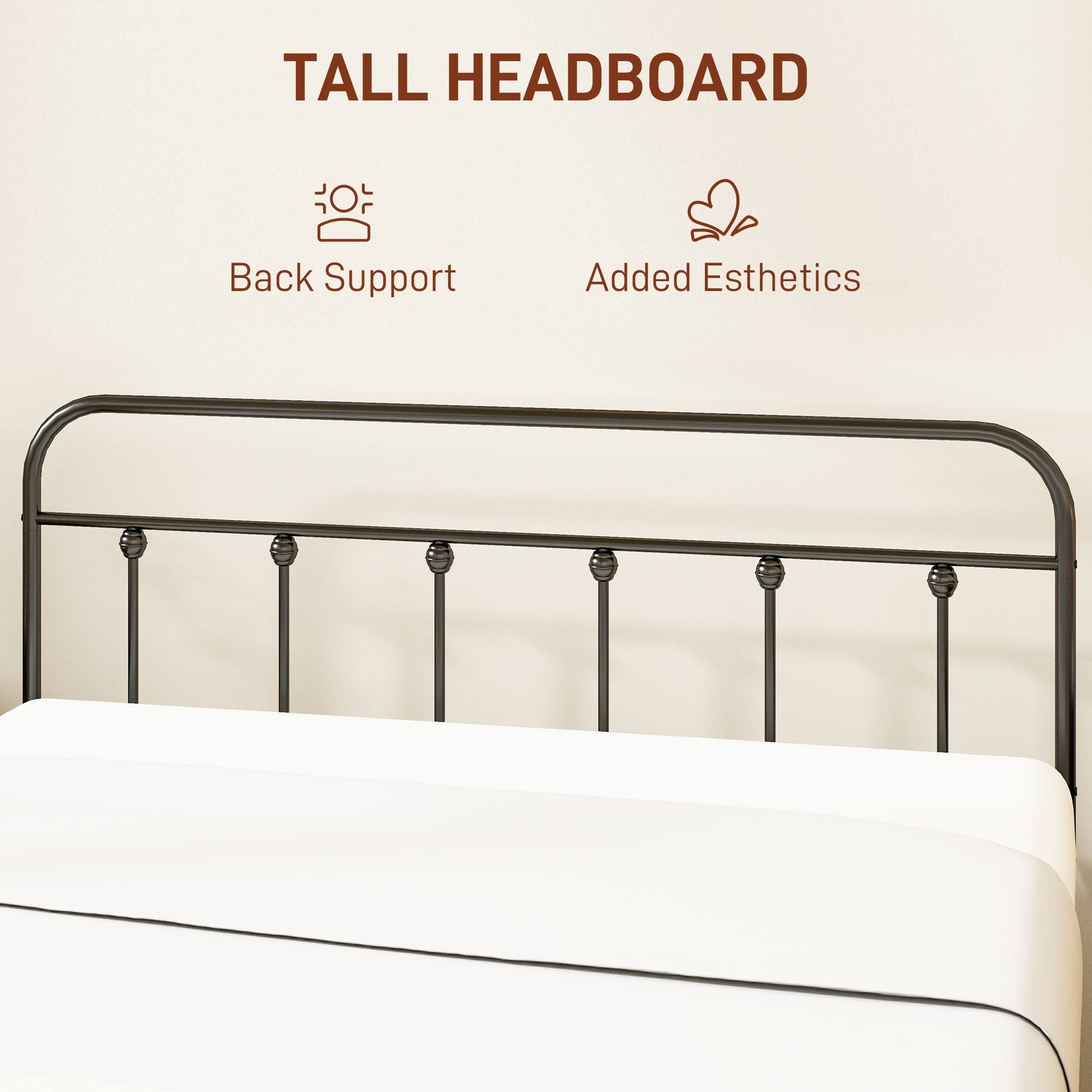 HOMCOM 5ft King Bed Frame with Underbed Storage, Metal Platform Bed frame with Tall Headboard, Footboard and Steel Slat Support, No Box Spring Needed, Easy Assembly, Black