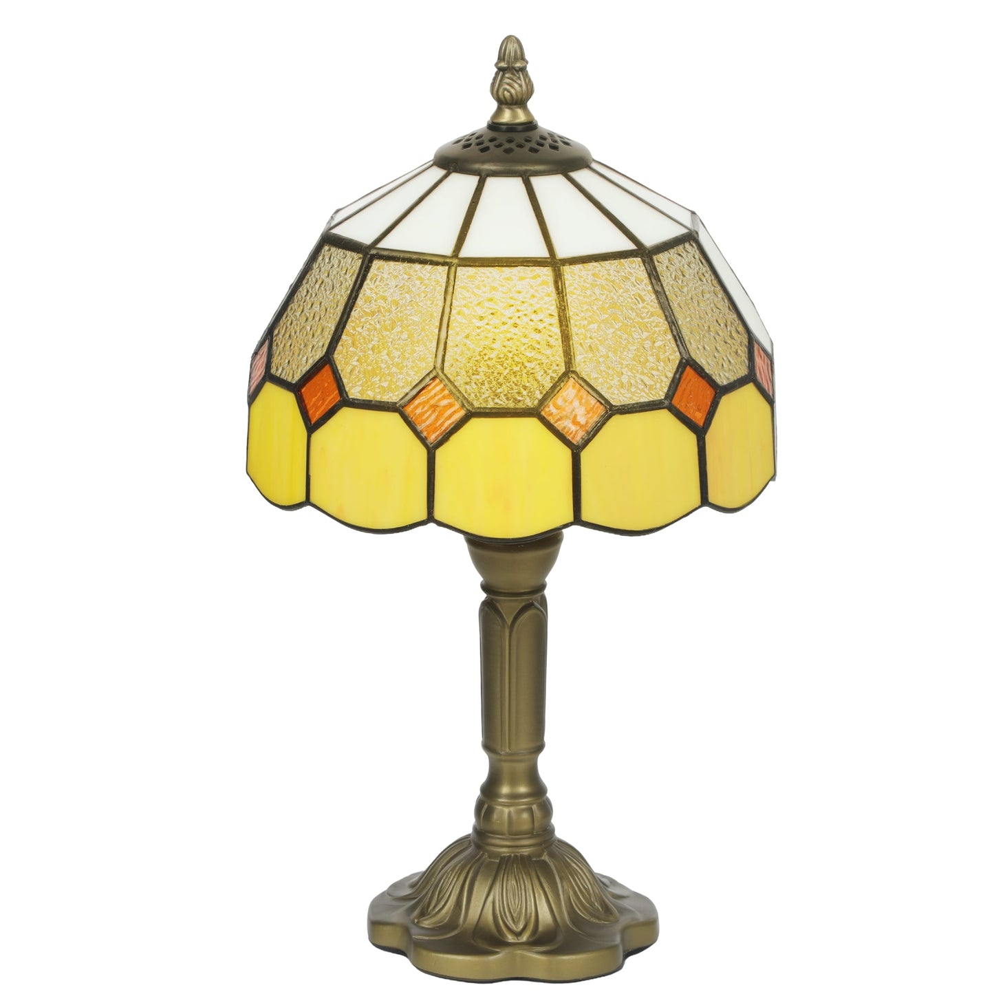 Handmade Stained Glass Table Lamp, Tiffany-Style Bedside Lamp for Bedroom, Living room, Home, Nightstand, Decorative Night Light, Orange