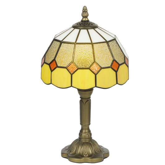 Handmade Stained Glass Table Lamp, Tiffany-Style Bedside Lamp for Bedroom, Living room, Home, Nightstand, Decorative Night Light, Orange