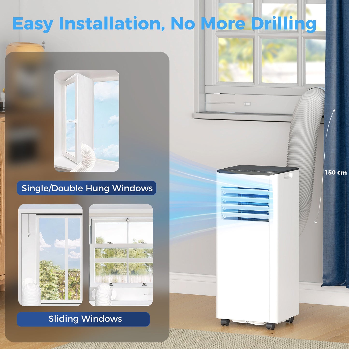 Portable Air Conditioner 5000 BTU, 4-in-1 Air Conditioning Unit with Cool, Dehumidifier, Fan, Sleep Mode, WiFi Voice Remote Control, 24H Timer, 2 Speeds, Window Kit, for Room up to 18 m²