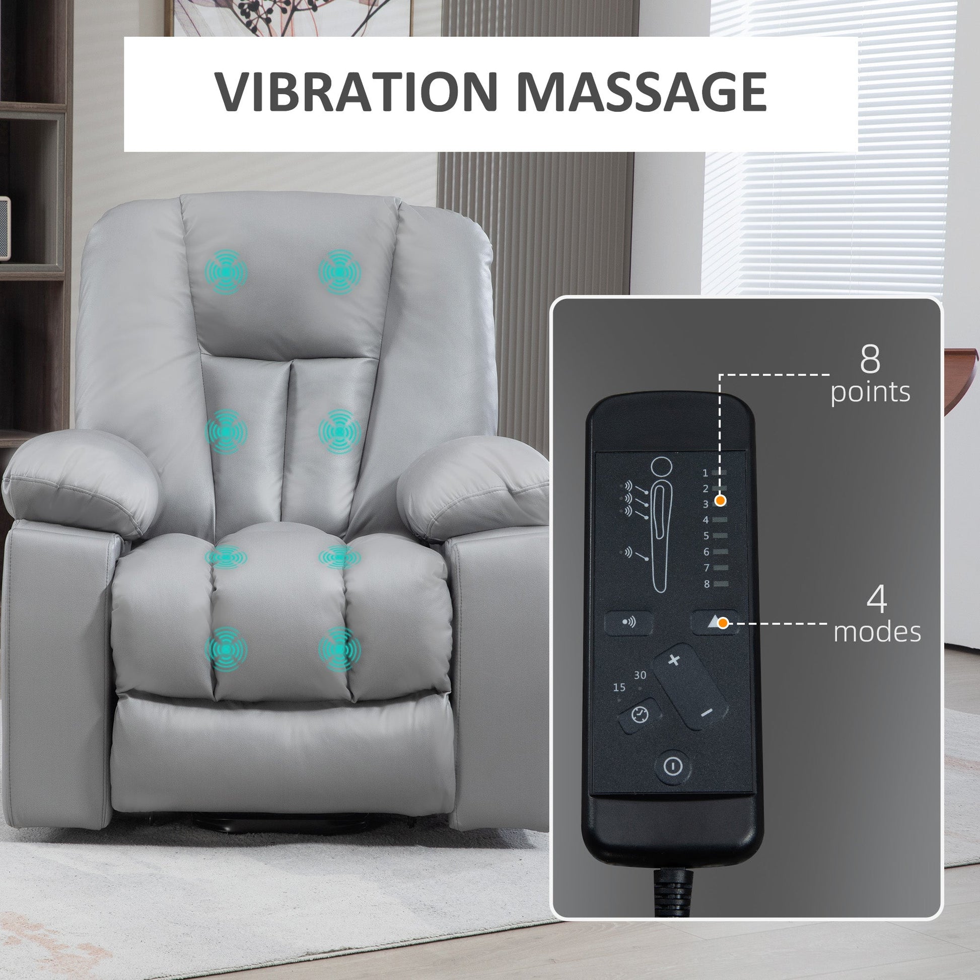 HOMCOM Riser and Recliner Chair for the Elderly, Quick Assembly, Lift Chair with Vibration Massage, Remote Control, Side Pockets, Pocket Spring, Cup Holder, Charcoal Grey