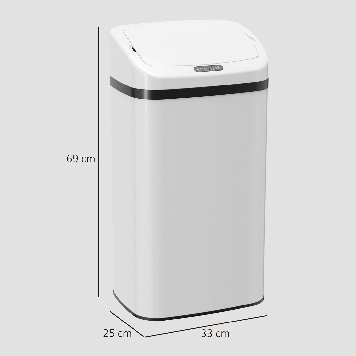 48L Sensor Bin, Stainless Steel Kitchen Bin with Automatic Soft Close Lid and Fingerprint-Proof for Recycling and Waste, White