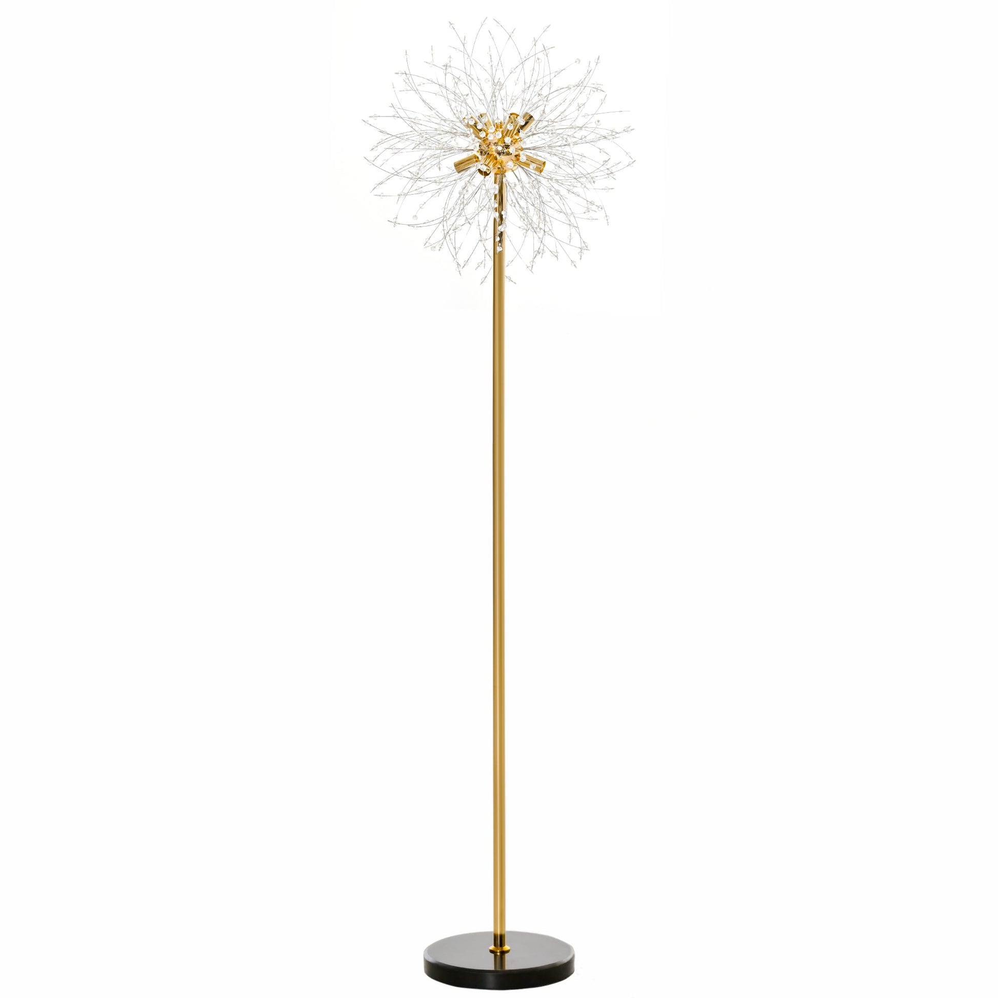 HOMCOM Floor Lamp, Crystal Fireworks Standing Lamp, Metal Golden Pole Tree Lighting with Foot Switch, 8 Lights, G9 Bulb Base, for Living Room, Bedroom
