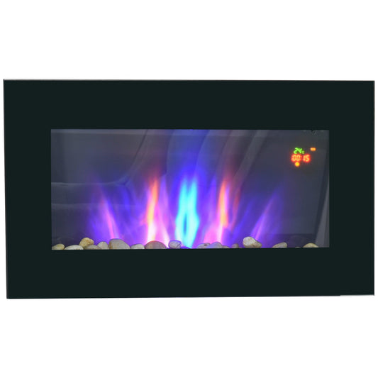 1000W/2000W Electric Wall Fireplace w/ LED Flame Effect Timer Remote Sleek Stylish Safe Home Heating 20-25㎡
