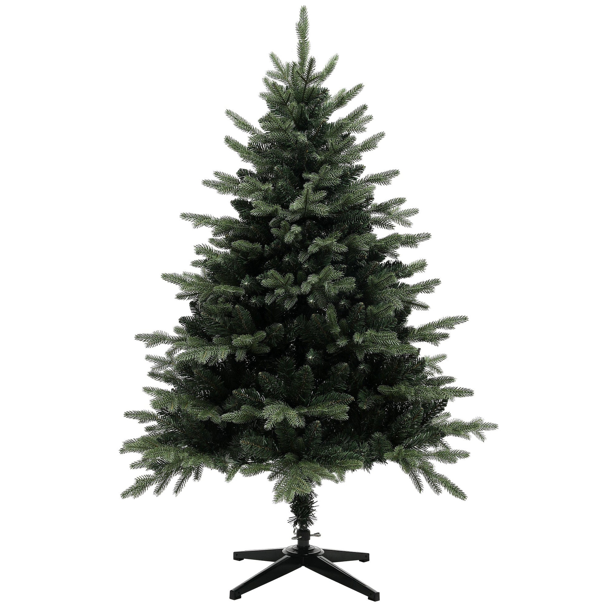 HOMCOM 5ft Artificial Spurce Christmas Tree with 1121 Branch Tips and Foldable Steel Base, Realistic Hinged Xmas Tree, Holiday Décor for Home Office, Green