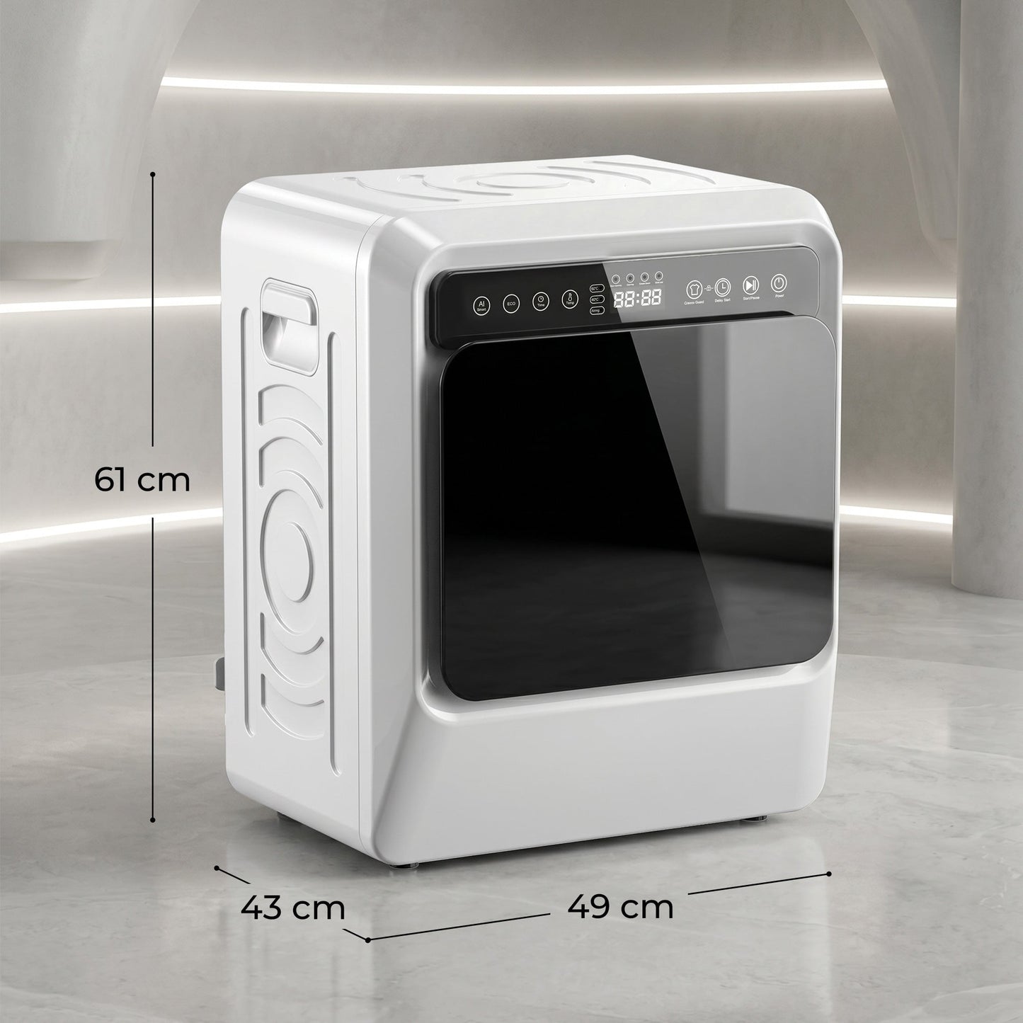 5kg Vented Tumble Dryer, 1000W Compact Front Tumble Dryer with Smart Drying, Stainless Steel Tub, Freestanding Stackable Clothes Drying Machine, White