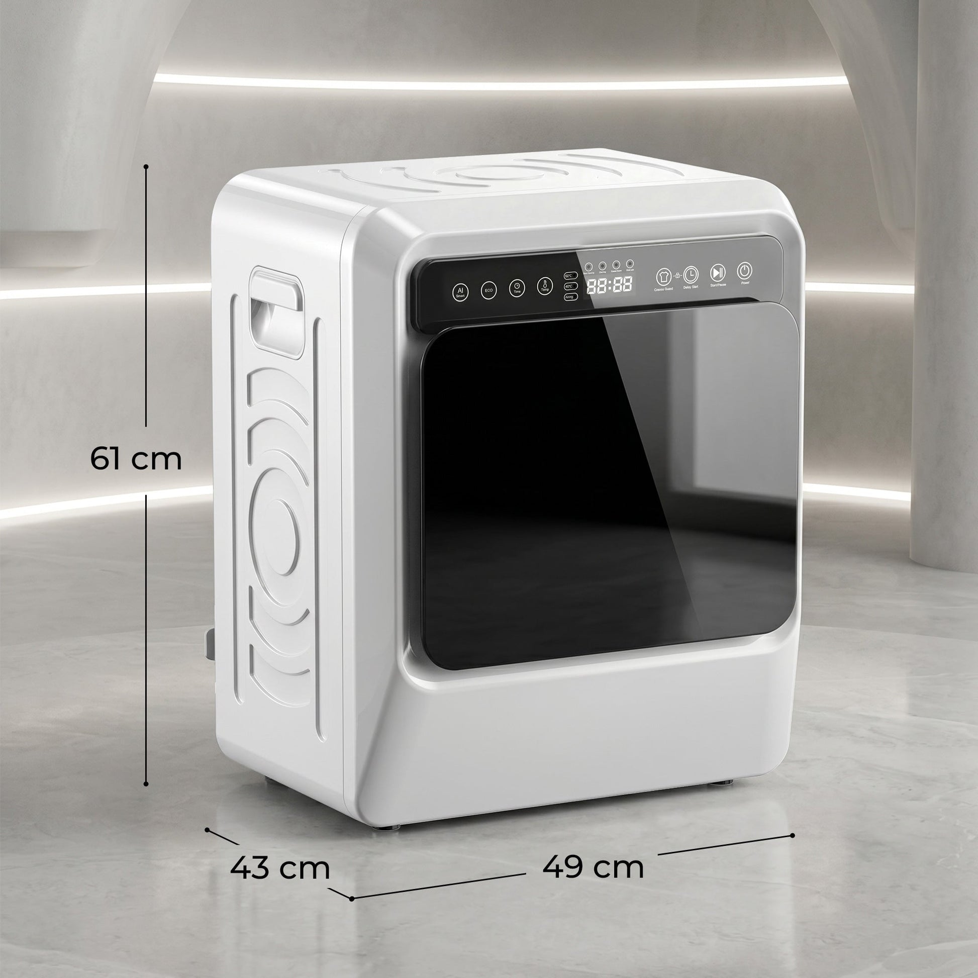 5kg Vented Tumble Dryer, 1000W Compact Front Tumble Dryer with Smart Drying, Stainless Steel Tub, Freestanding Stackable Clothes Drying Machine, White