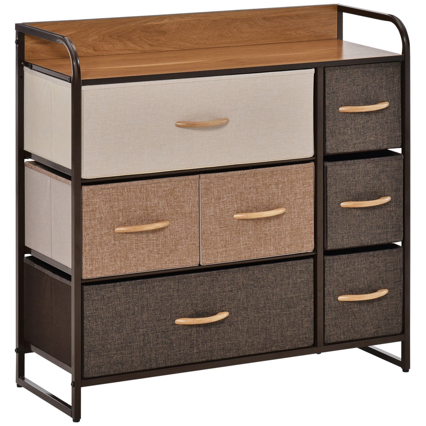 Chest of Drawers with 7 Foldable Drawers, 3-Tier Fabric Bedroom Dresser, Clothes Storage Unit for Bedroom, Living Room, Multi-Colored