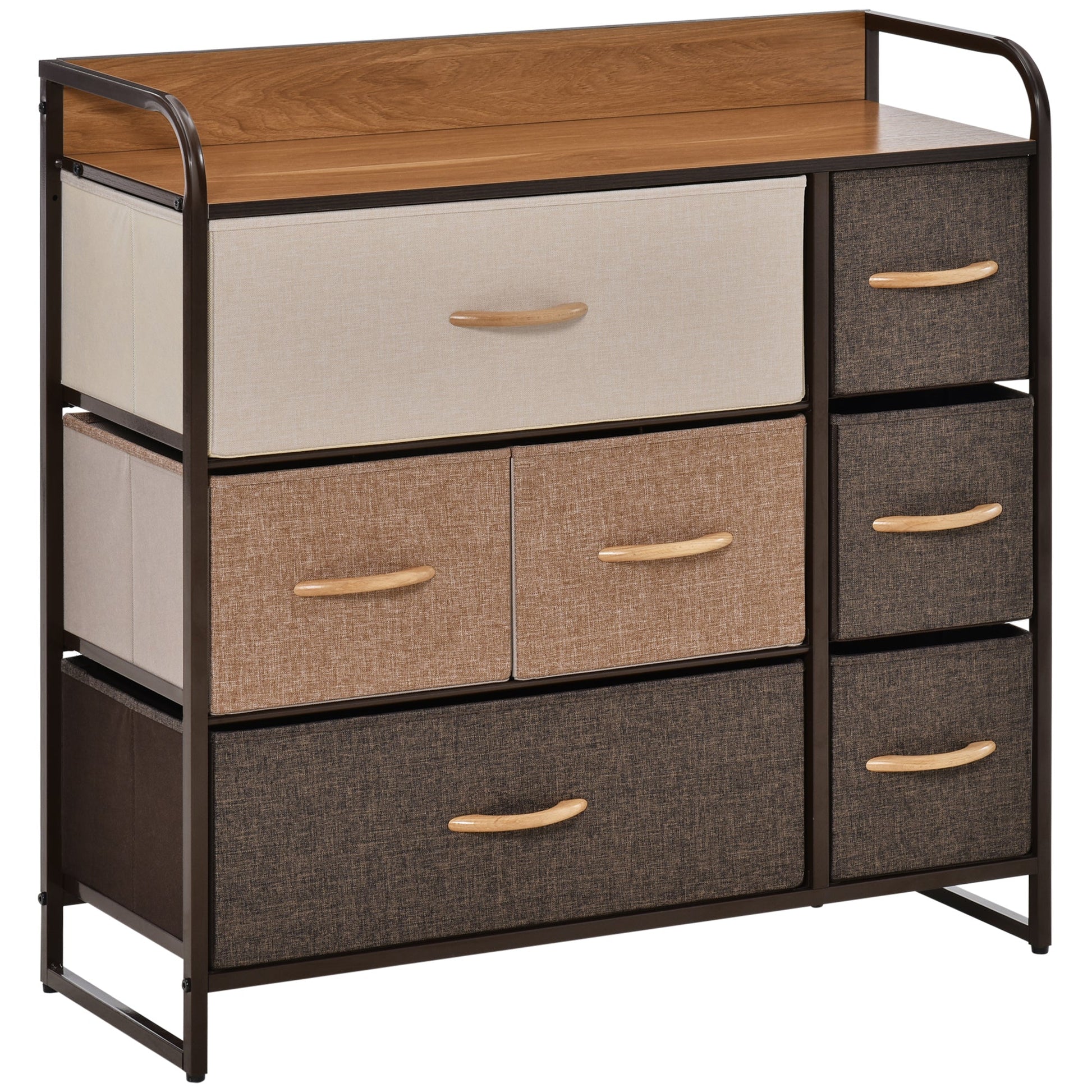 HOMCOM 7-Drawer Dresser, Fabric Chest of Drawers, 3-Tier Storage Organizer for Bedroom Hallway Entryway, Tower Unit with Steel Frame Wooden Top