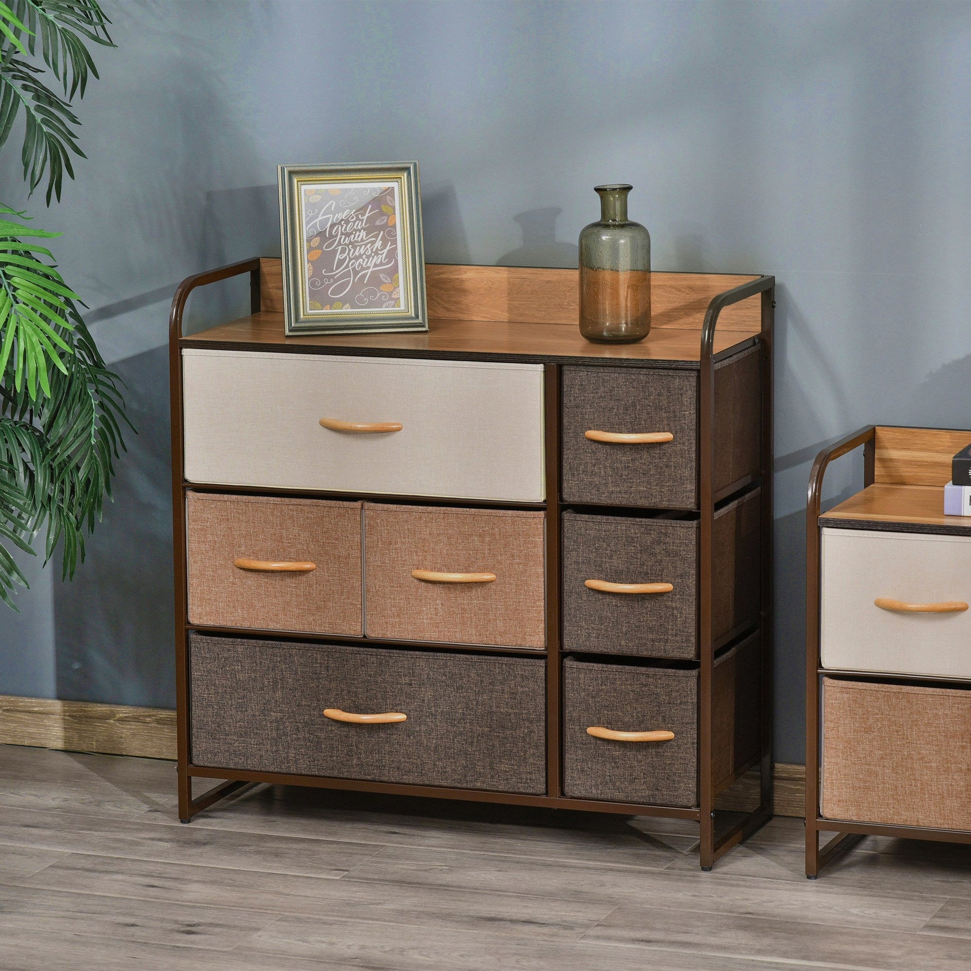 Chest of Drawers with 7 Foldable Drawers, 3-Tier Fabric Bedroom Dresser, Clothes Storage Unit for Bedroom, Living Room, Multi-Colored
