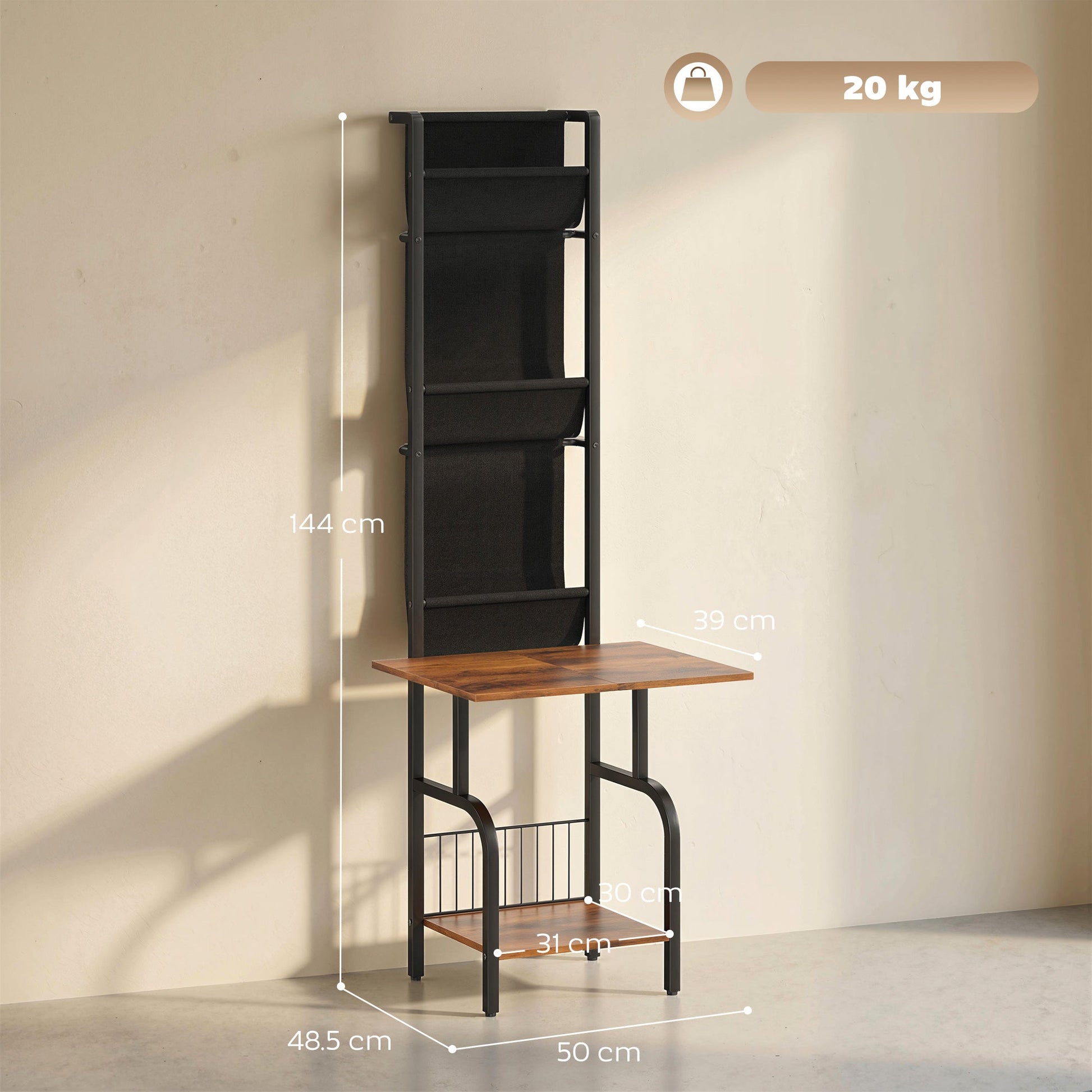 Vinyl Record Storage with Player Stand, Turntable Stand and Display Shelf, CD Storage Unit for Up to 40 CDs, Record Player Table for Living Room or Bedroom, Rustic Brown and Black