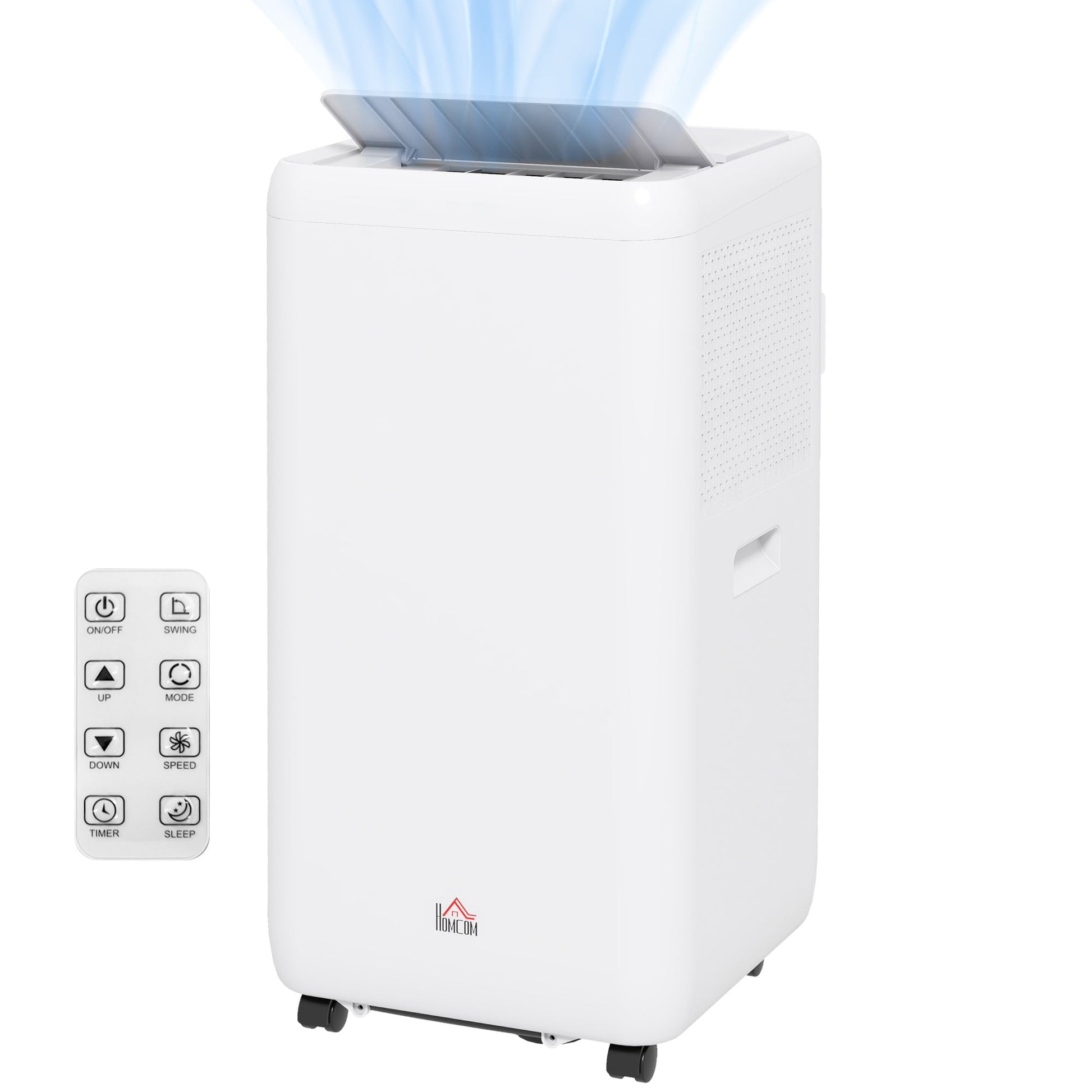 HOMCOM 12000 BTU Portable Air Conditioner, 5 in 1 Air Conditioning Unit, Dehumidifier with Remote, LED Display, 2 Speeds, 24H Timer, Child Lock, Window Venting Kit, 28m², A Energy Efficiency