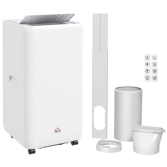 HOMCOM 12000 BTU Portable Air Conditioner, 5 in 1 Air Conditioning Unit, Dehumidifier with Remote, LED Display, 2 Speeds, 24H Timer, Child Lock, Window Venting Kit, 28m², A Energy Efficiency