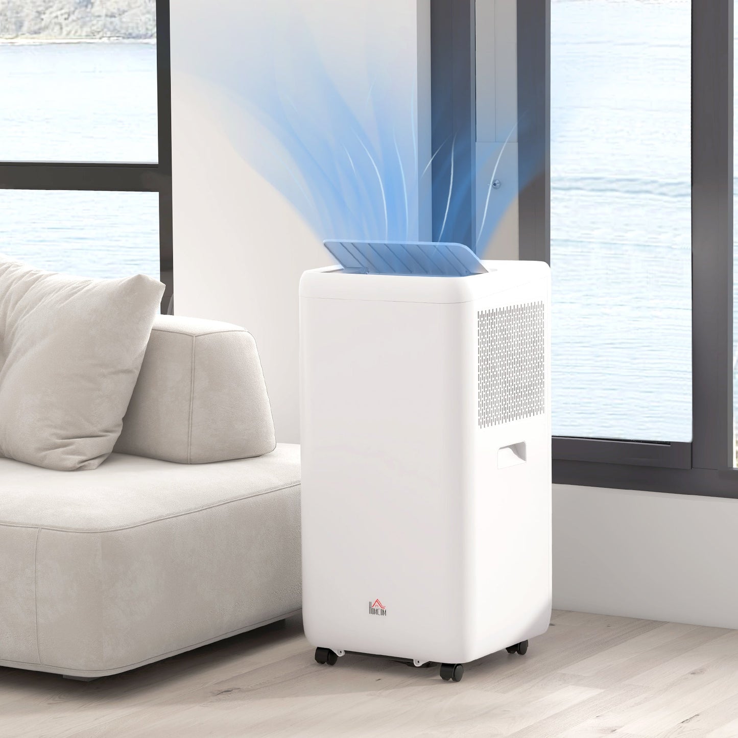 HOMCOM 12000 BTU Portable Air Conditioner, 5 in 1 Air Conditioning Unit, Dehumidifier with Remote, LED Display, 2 Speeds, 24H Timer, Child Lock, Window Venting Kit, 28m², A Energy Efficiency