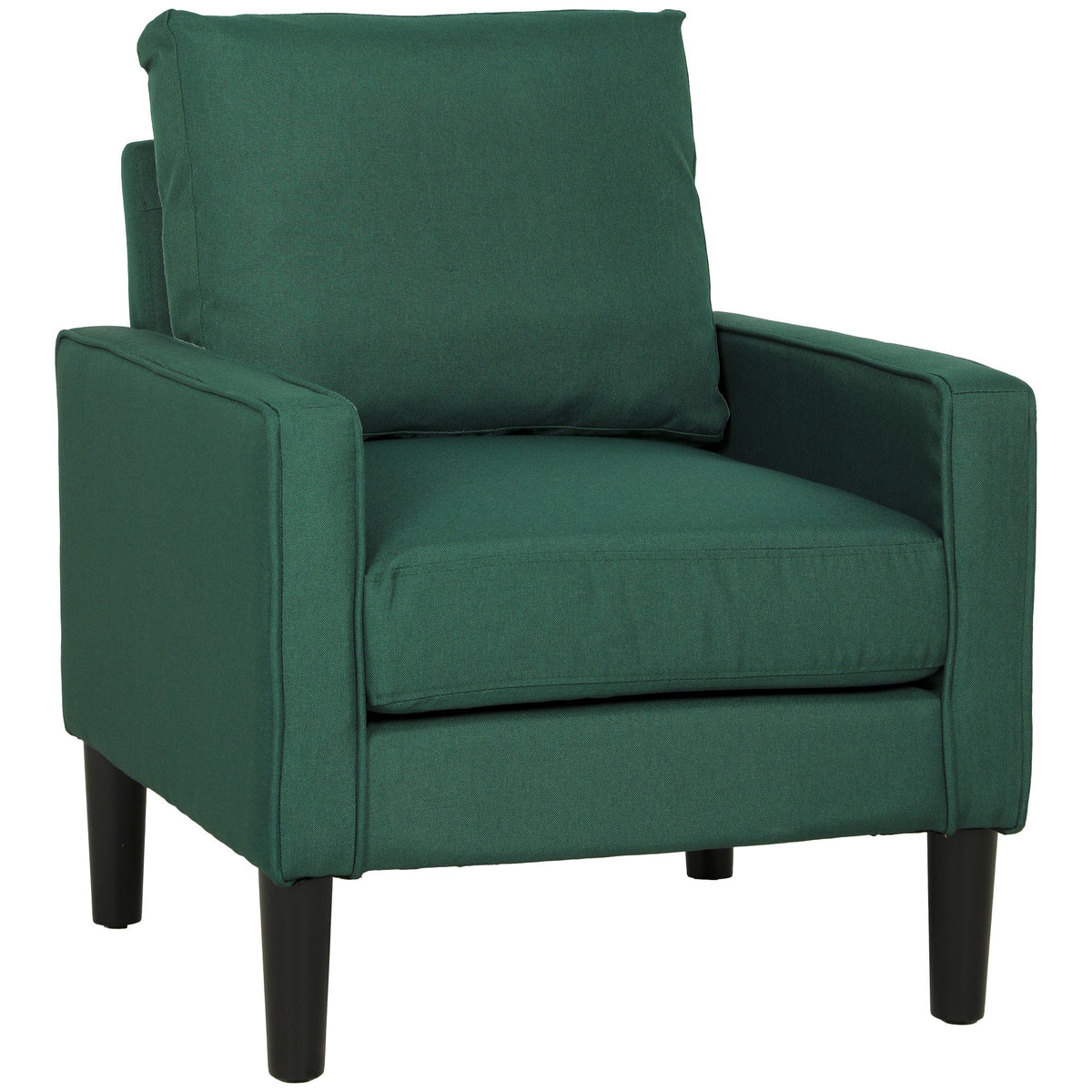 Armchair, Removable Pillow Linen Accent Chair, Comfy Spring Cushion Reading Lounge for Living Room, Bedroom, Study, Dark Green
