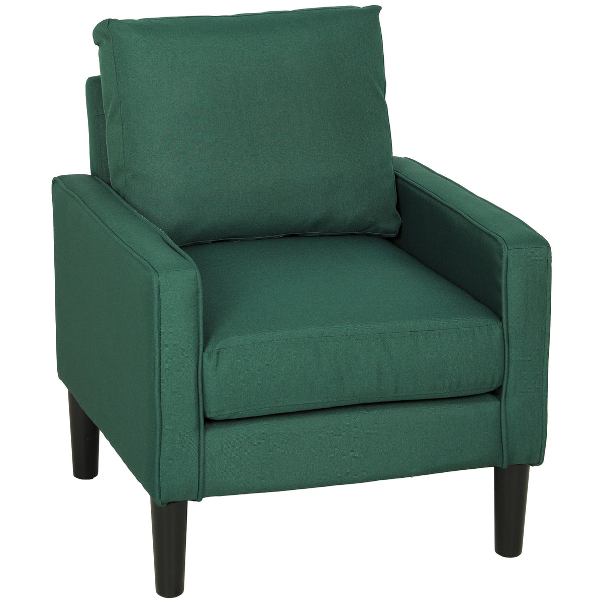 Armchair, Removable Pillow Linen Accent Chair, Comfy Spring Cushion Reading Lounge for Living Room, Bedroom, Study, Dark Green